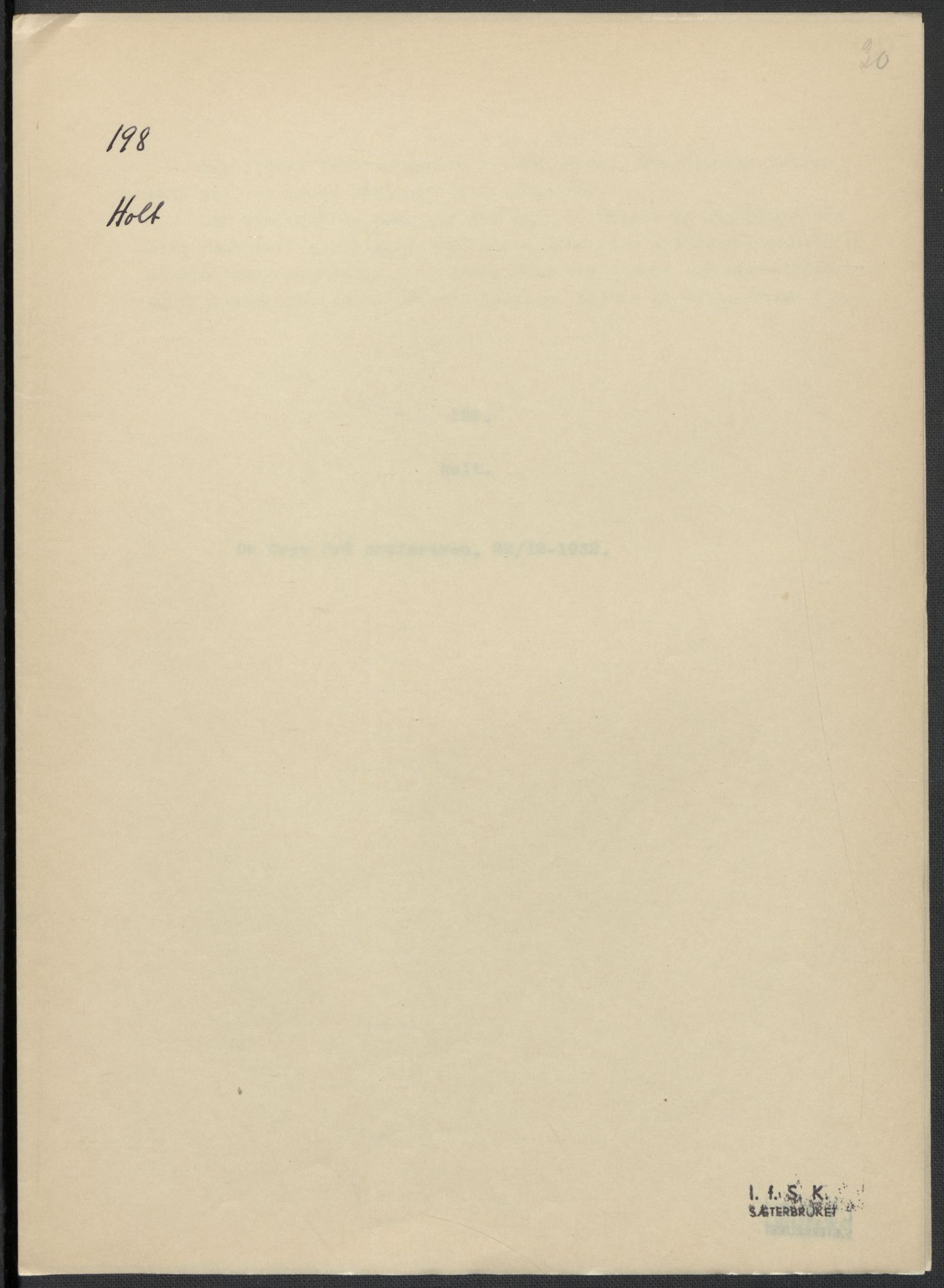Instituttet for sammenlignende kulturforskning, RA/PA-0424/F/Fc/L0008/0001: Eske B8: / Aust-Agder (perm XIX), 1932-1938, s. 30