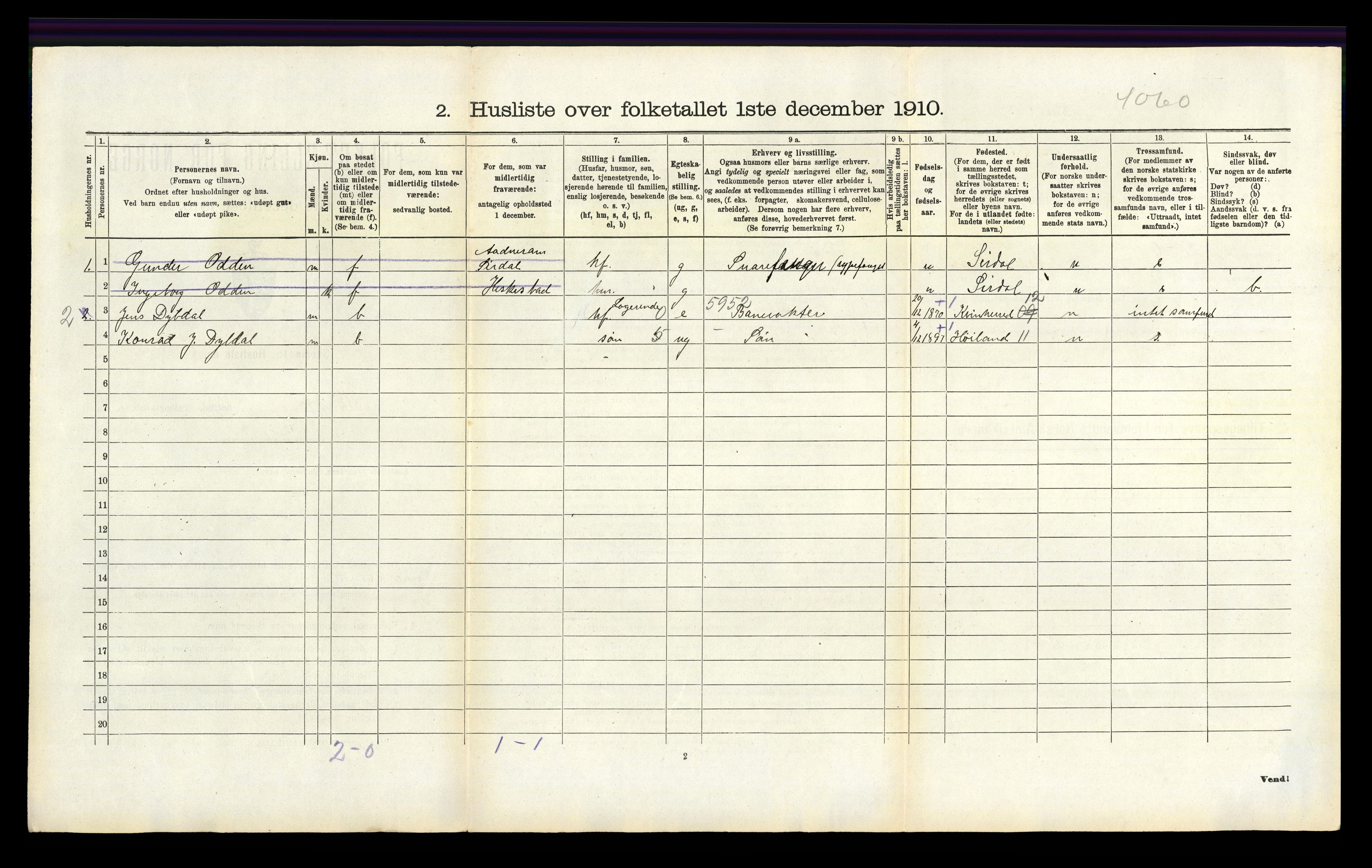 RA, Folketelling 1910 for 1045 Bakke herred, 1910, s. 232