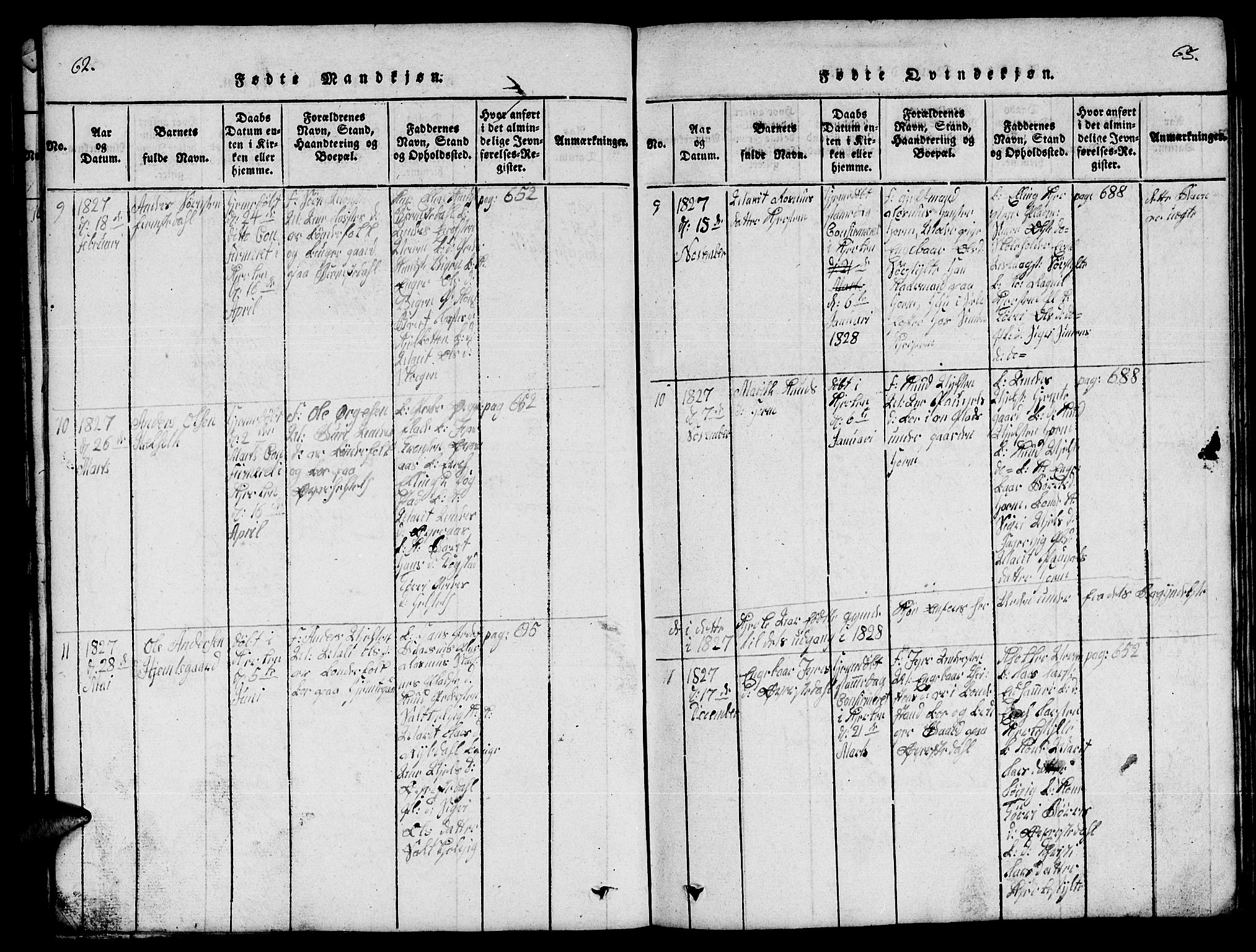 Ministerialprotokoller, klokkerbøker og fødselsregistre - Møre og Romsdal, SAT/A-1454/541/L0546: Klokkerbok nr. 541C01, 1818-1856, s. 62-63