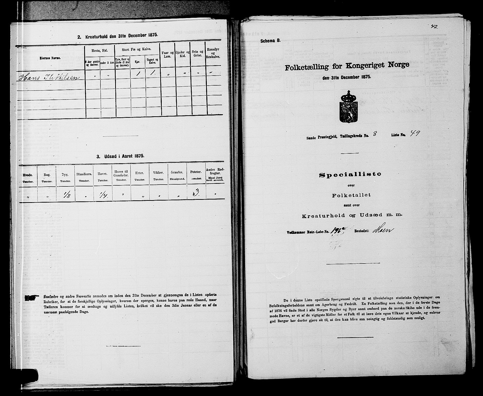 SAKO, Folketelling 1875 for 0822P Sauherad prestegjeld, 1875, s. 1027