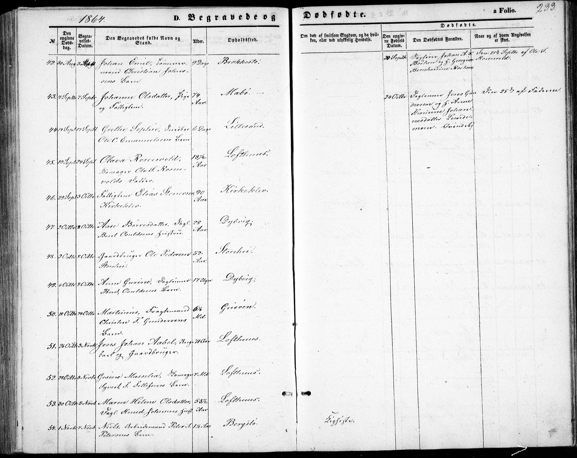 Vestre Moland sokneprestkontor, SAK/1111-0046/F/Fb/Fbb/L0004: Klokkerbok nr. B 4, 1861-1872, s. 233