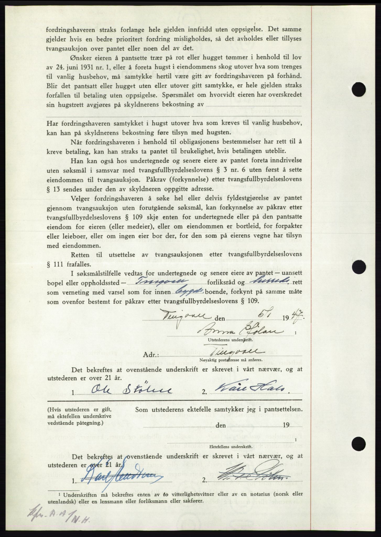 Nordmøre sorenskriveri, AV/SAT-A-4132/1/2/2Ca: Pantebok nr. B95, 1946-1947, Dagboknr: 310/1947