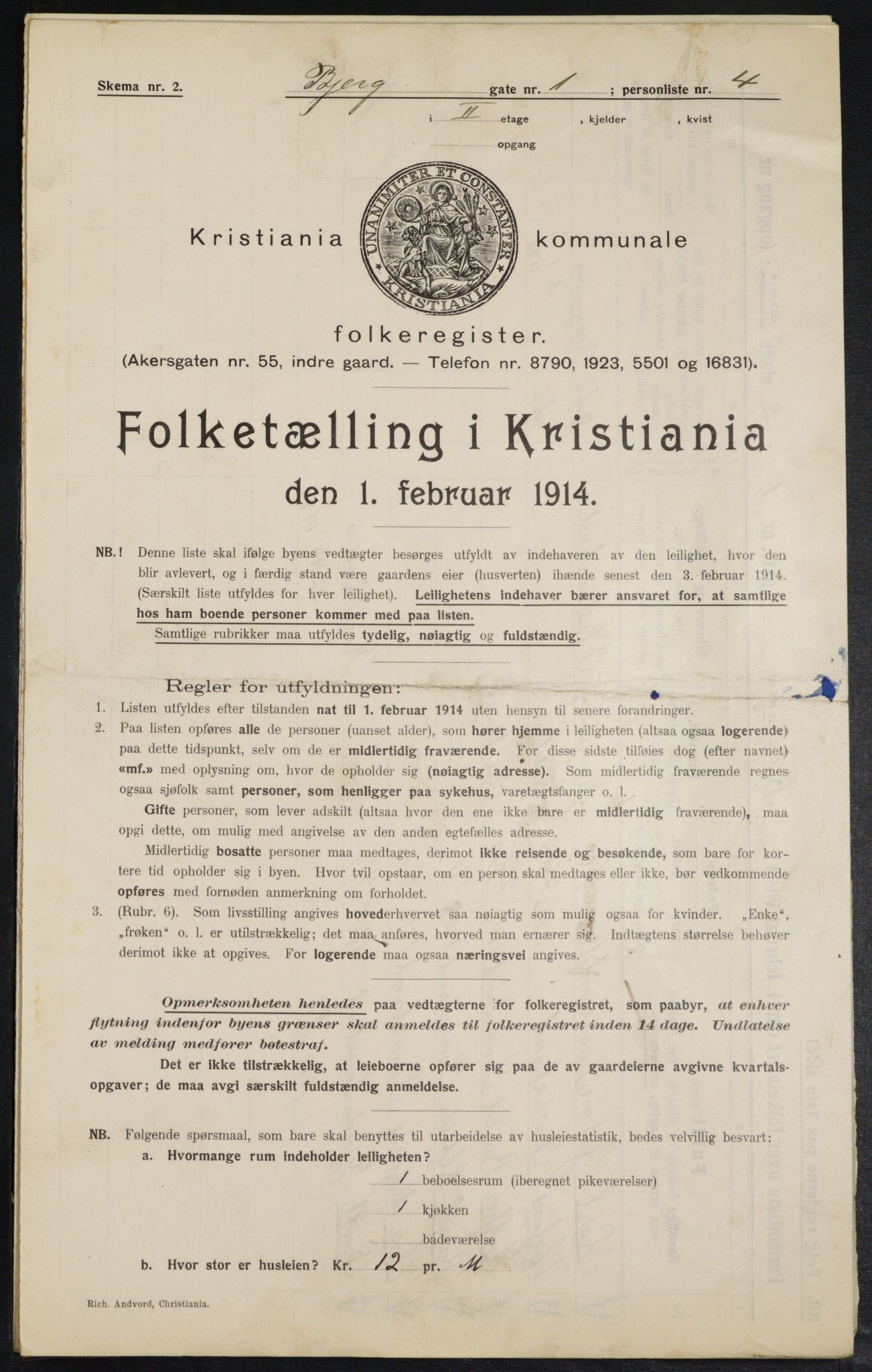 OBA, Kommunal folketelling 1.2.1914 for Kristiania, 1914, s. 5445