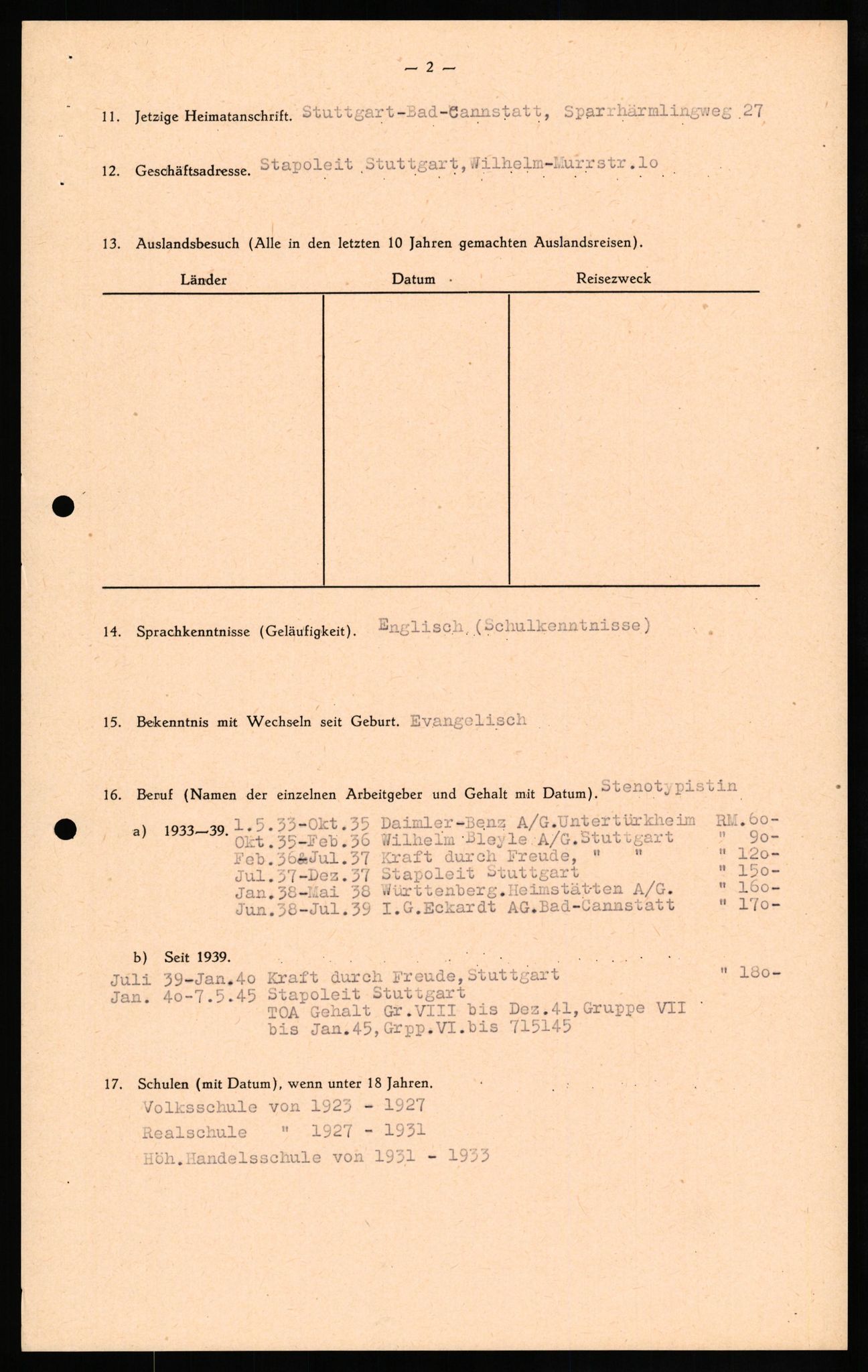 Forsvaret, Forsvarets overkommando II, AV/RA-RAFA-3915/D/Db/L0026: CI Questionaires. Tyske okkupasjonsstyrker i Norge. Tyskere., 1945-1946, s. 242