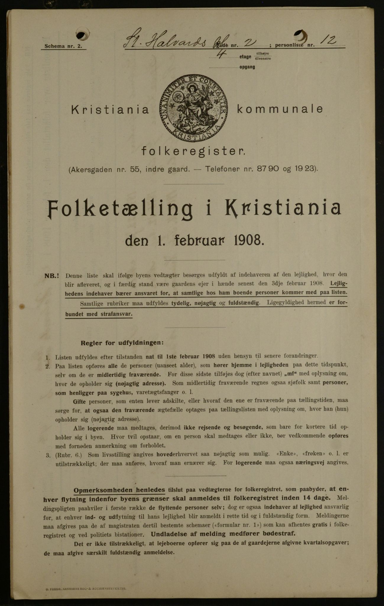 OBA, Kommunal folketelling 1.2.1908 for Kristiania kjøpstad, 1908, s. 79238