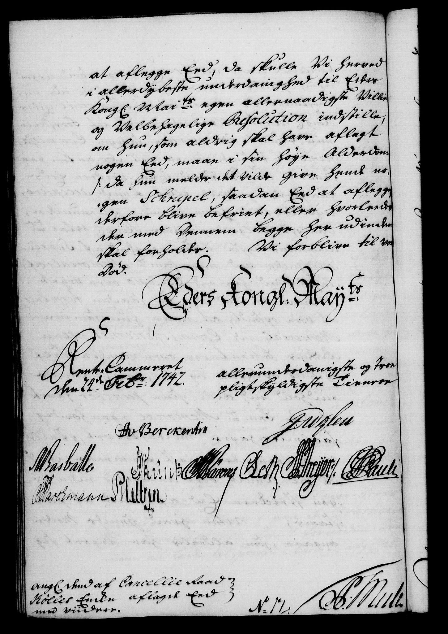 Rentekammeret, Kammerkanselliet, RA/EA-3111/G/Gf/Gfa/L0025: Norsk relasjons- og resolusjonsprotokoll (merket RK 52.25), 1742, s. 216