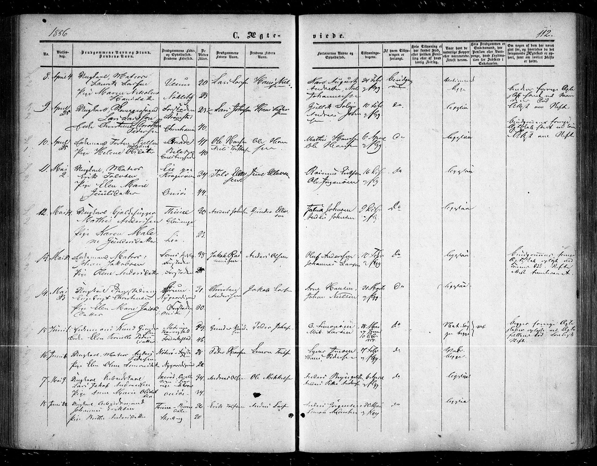 Glemmen prestekontor Kirkebøker, AV/SAO-A-10908/F/Fa/L0007: Ministerialbok nr. 7, 1853-1862, s. 112