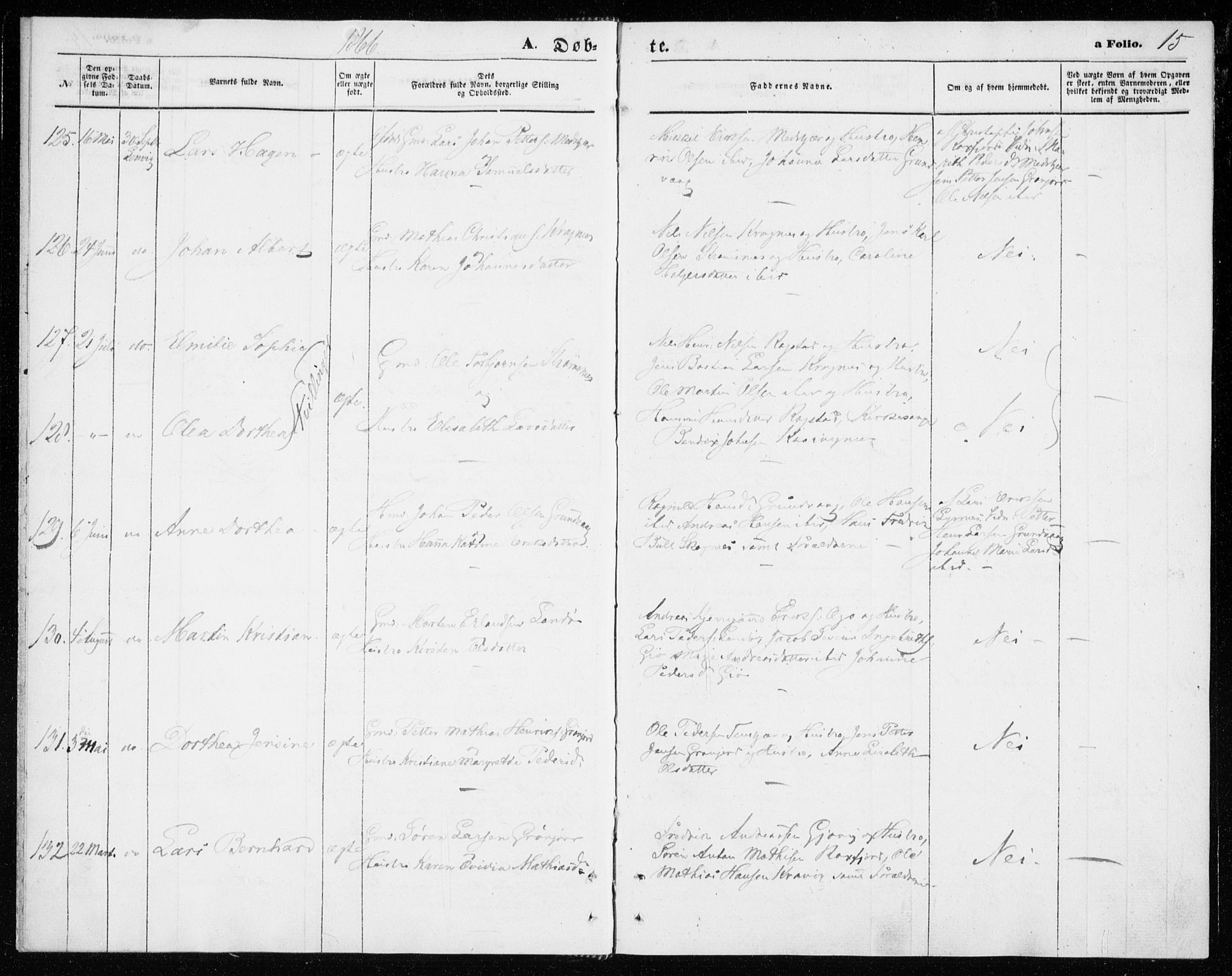 Lenvik sokneprestembete, SATØ/S-1310/H/Ha/Haa/L0009kirke: Ministerialbok nr. 9, 1866-1873, s. 15