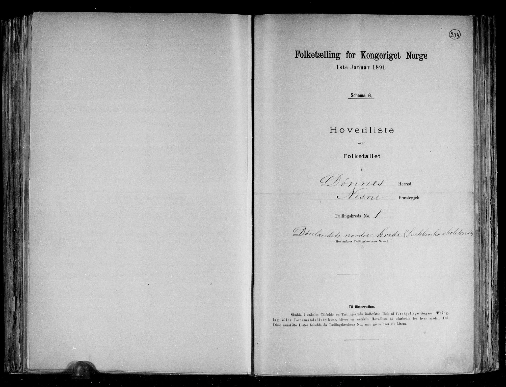RA, Folketelling 1891 for 1827 Dønnes herred, 1891, s. 6