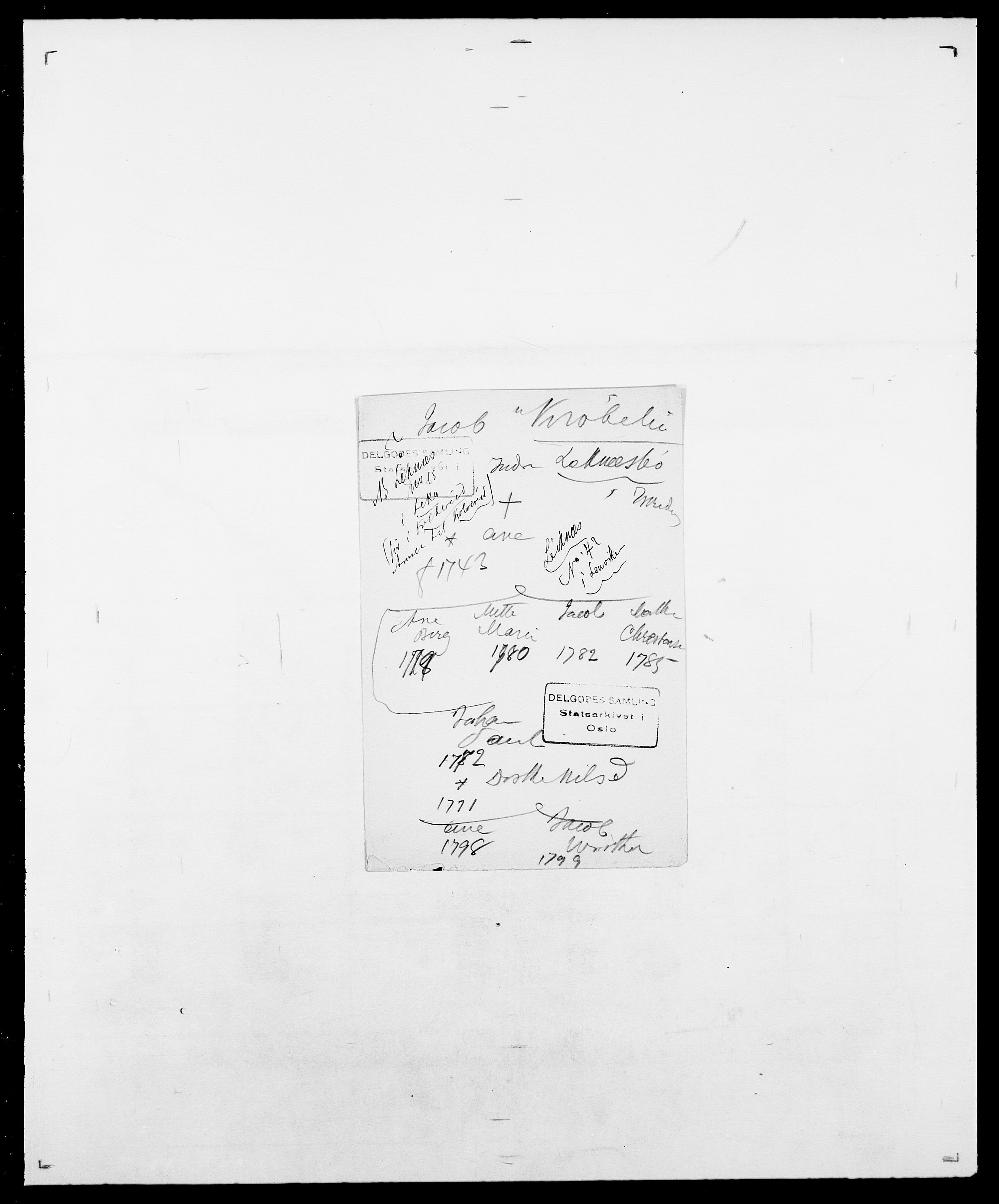 Delgobe, Charles Antoine - samling, SAO/PAO-0038/D/Da/L0022: Krog - Lasteen, s. 188