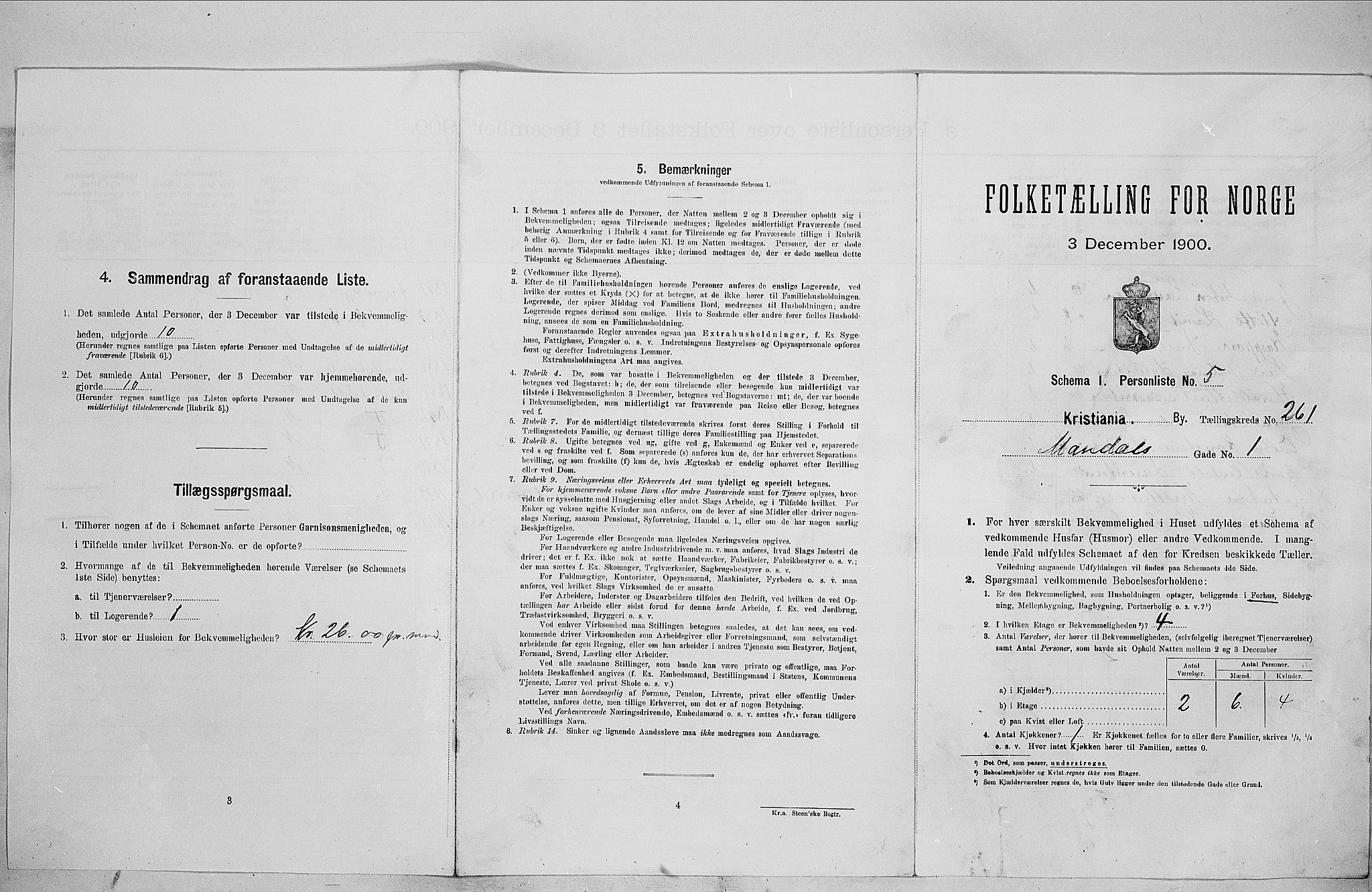 SAO, Folketelling 1900 for 0301 Kristiania kjøpstad, 1900, s. 54490