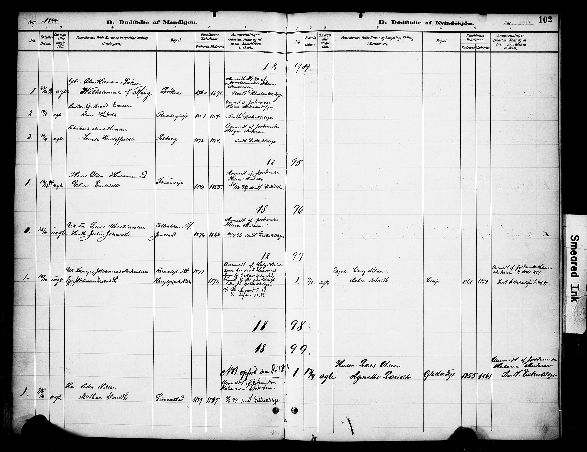 Ringsaker prestekontor, AV/SAH-PREST-014/K/Ka/L0016: Ministerialbok nr. 16, 1891-1904, s. 102