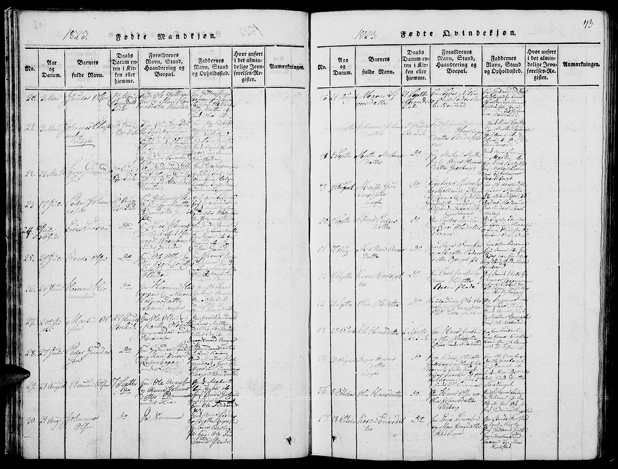 Grue prestekontor, SAH/PREST-036/H/Ha/Hab/L0001: Klokkerbok nr. 1, 1814-1841, s. 43