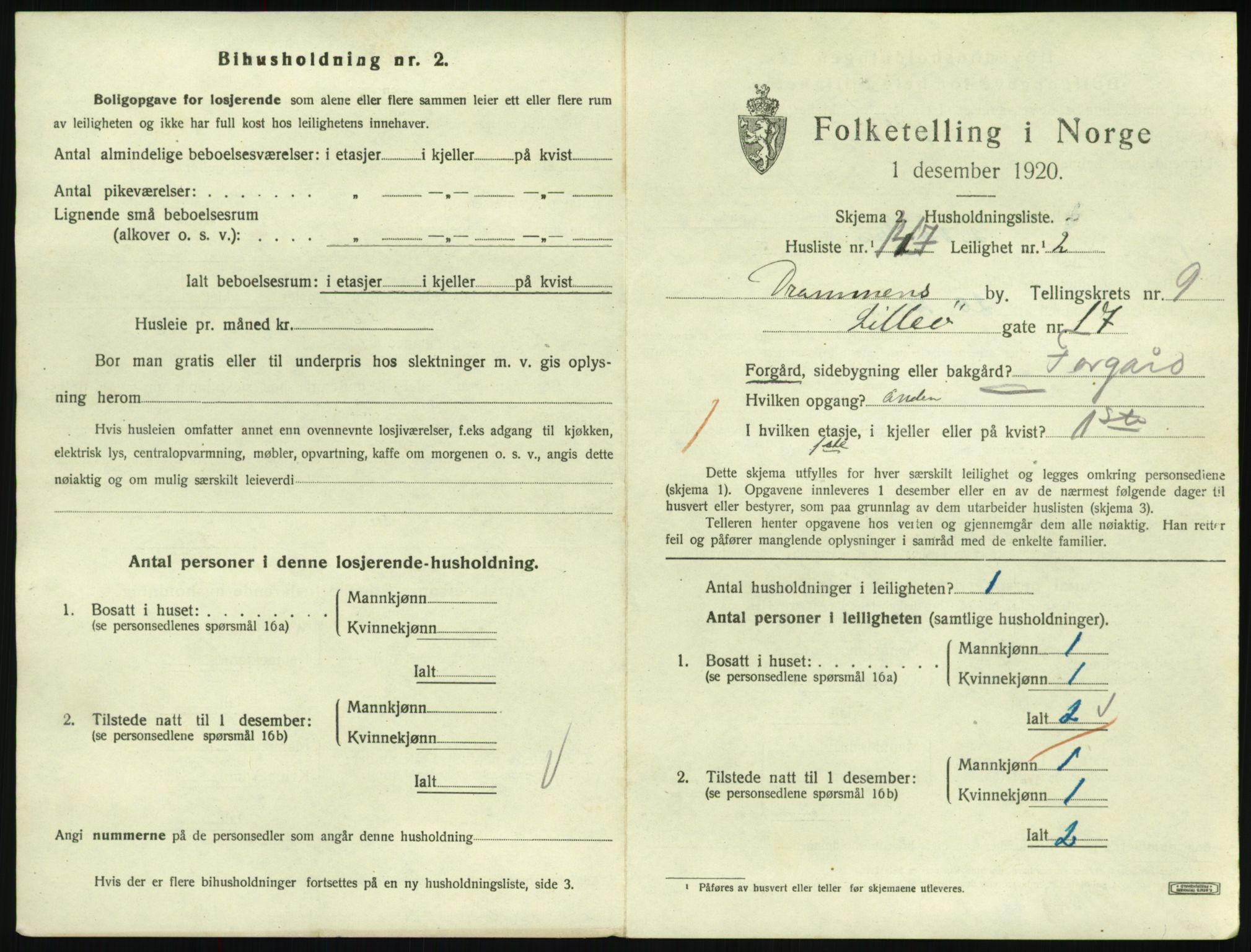 SAKO, Folketelling 1920 for 0602 Drammen kjøpstad, 1920, s. 16111