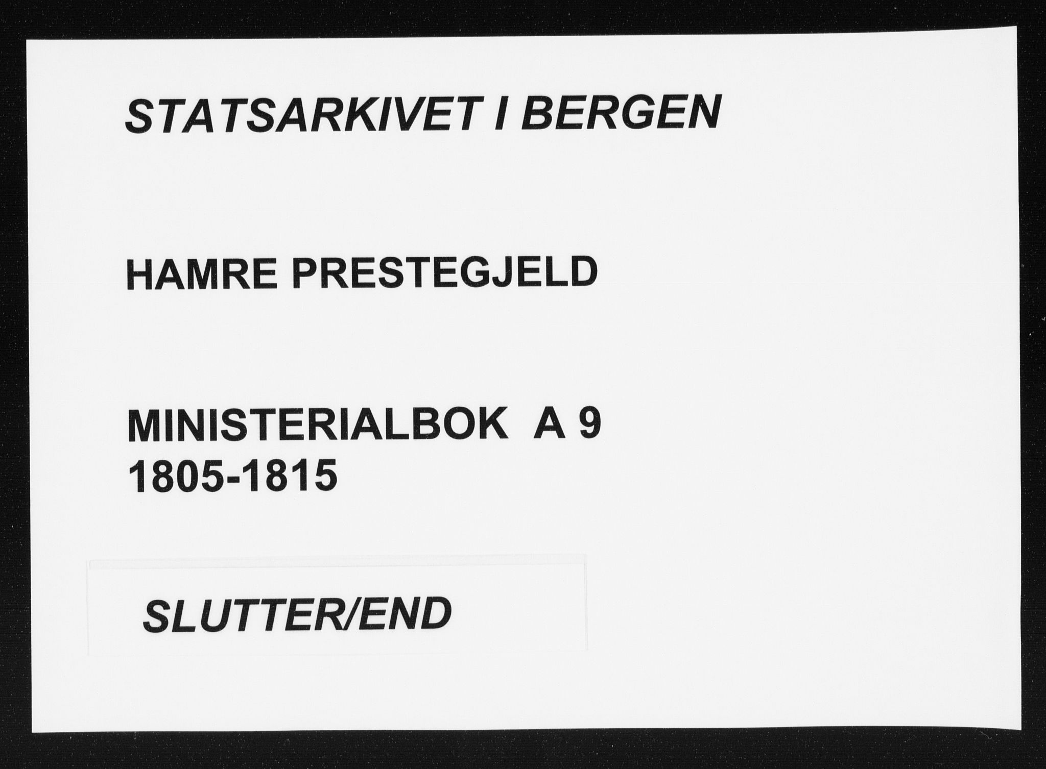 Hamre sokneprestembete, AV/SAB-A-75501/H/Ha/Haa/Haaa/L0009: Ministerialbok nr. A 9, 1805-1815