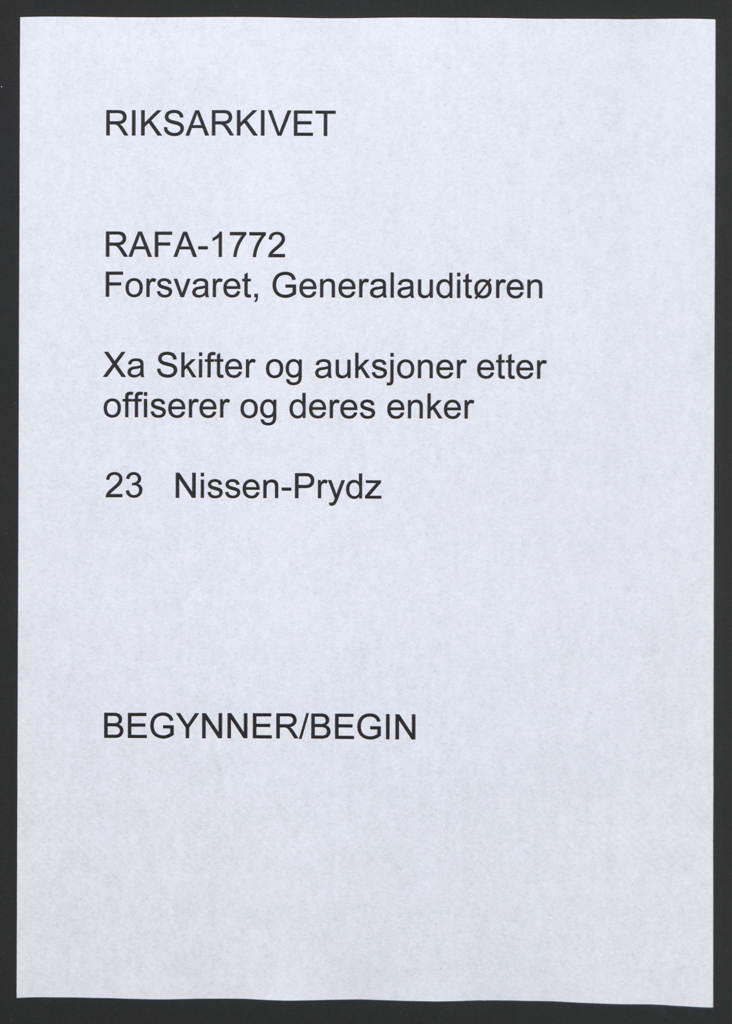 Forsvaret, Generalauditøren, RA/RAFA-1772/F/Fj/Fja/L0023: --, 1732-1824, s. 1