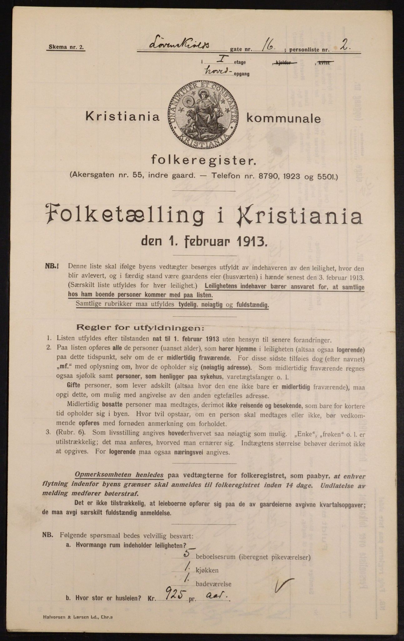 OBA, Kommunal folketelling 1.2.1913 for Kristiania, 1913, s. 58854