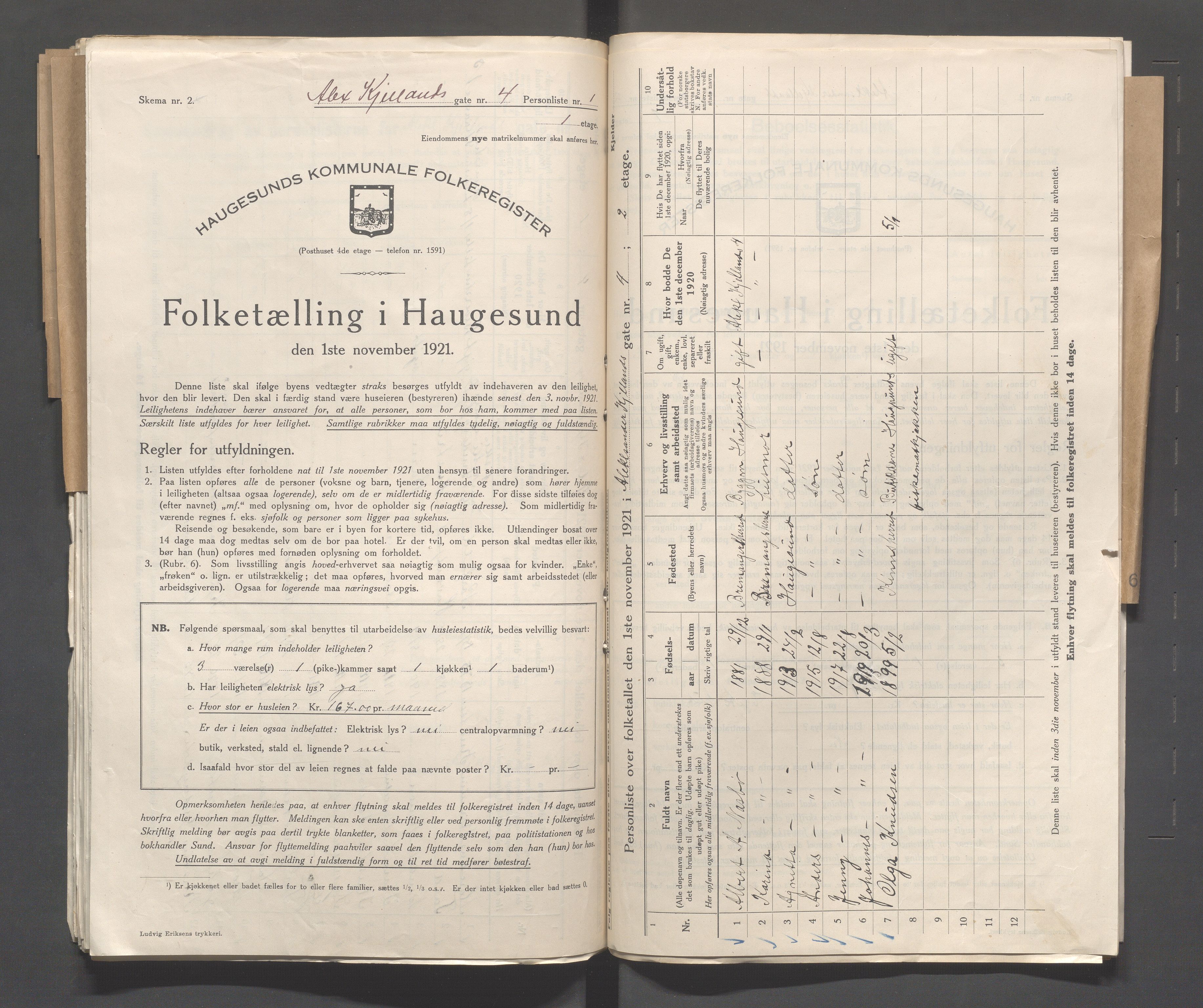 IKAR, Kommunal folketelling 1.11.1921 for Haugesund, 1921, s. 63