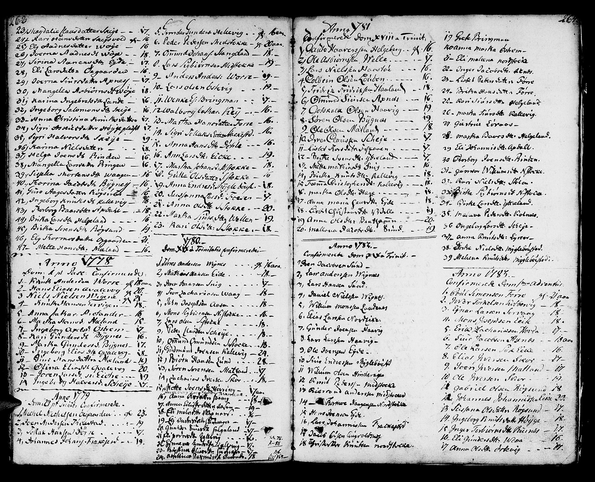 Avaldsnes sokneprestkontor, AV/SAST-A -101851/H/Ha/Haa/L0002: Ministerialbok nr. A 2, 1765-1800, s. 263-264