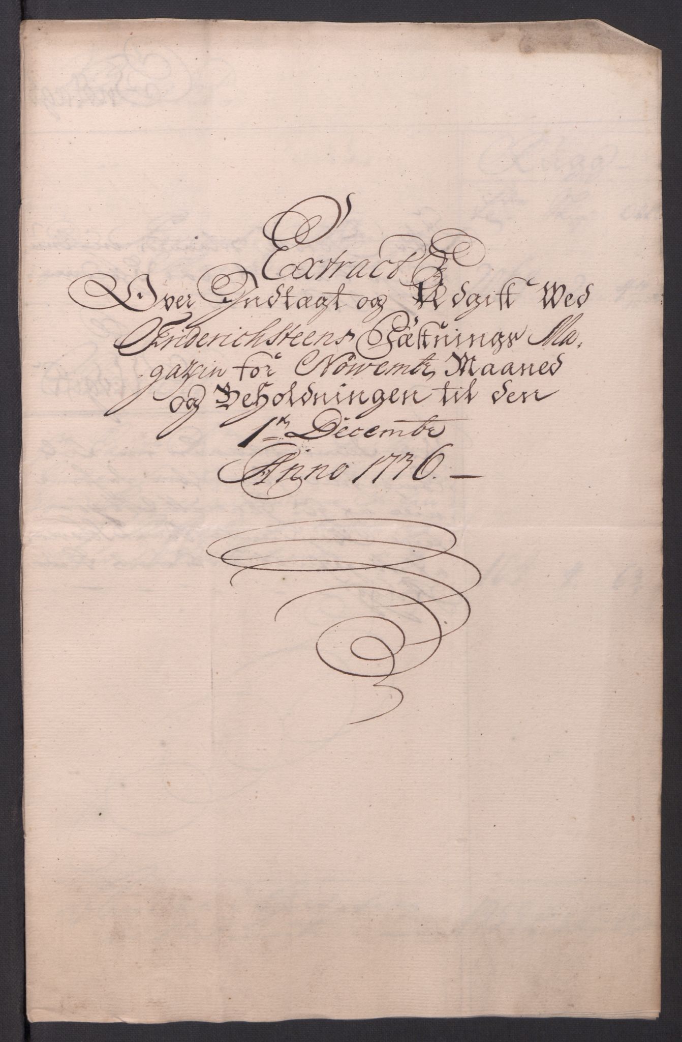 Kommanderende general (KG I) med Det norske krigsdirektorium, AV/RA-EA-5419/D/L0154: Fredriksten festning: Brev, inventarfortegnelser og regnskapsekstrakter, 1730-1739, s. 491