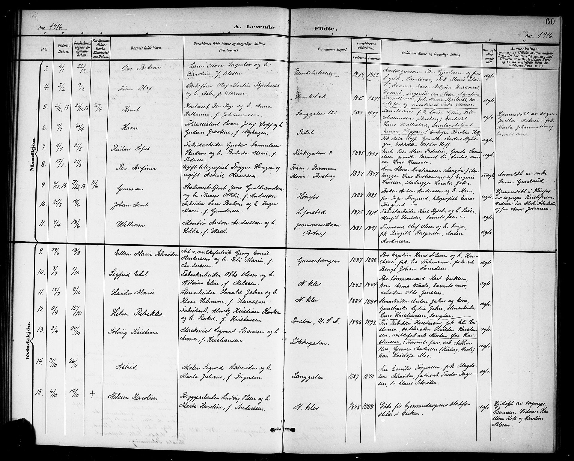 Holmestrand kirkebøker, AV/SAKO-A-346/G/Ga/L0006: Klokkerbok nr. 6, 1901-1923, s. 60