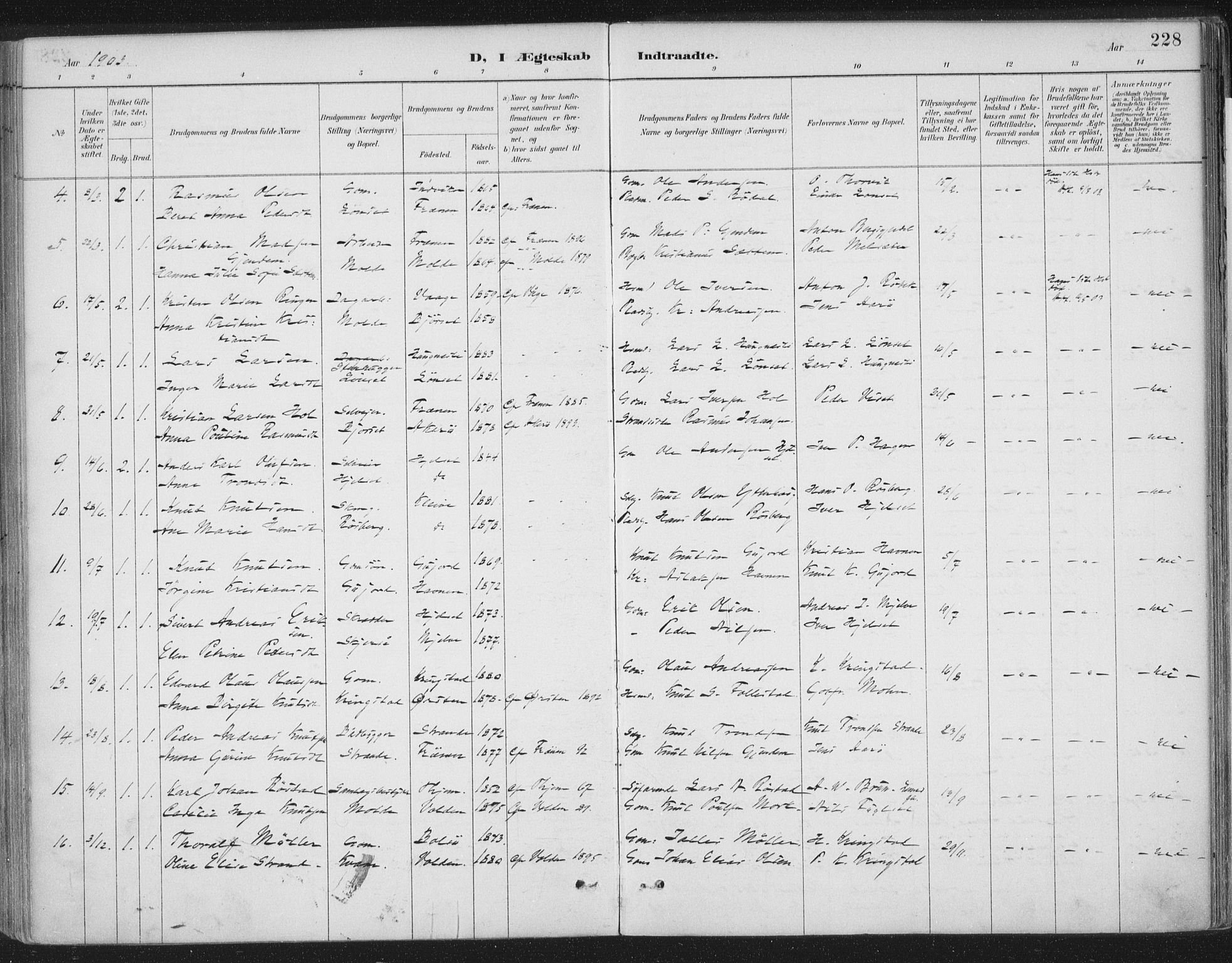 Ministerialprotokoller, klokkerbøker og fødselsregistre - Møre og Romsdal, AV/SAT-A-1454/555/L0658: Ministerialbok nr. 555A09, 1887-1917, s. 228