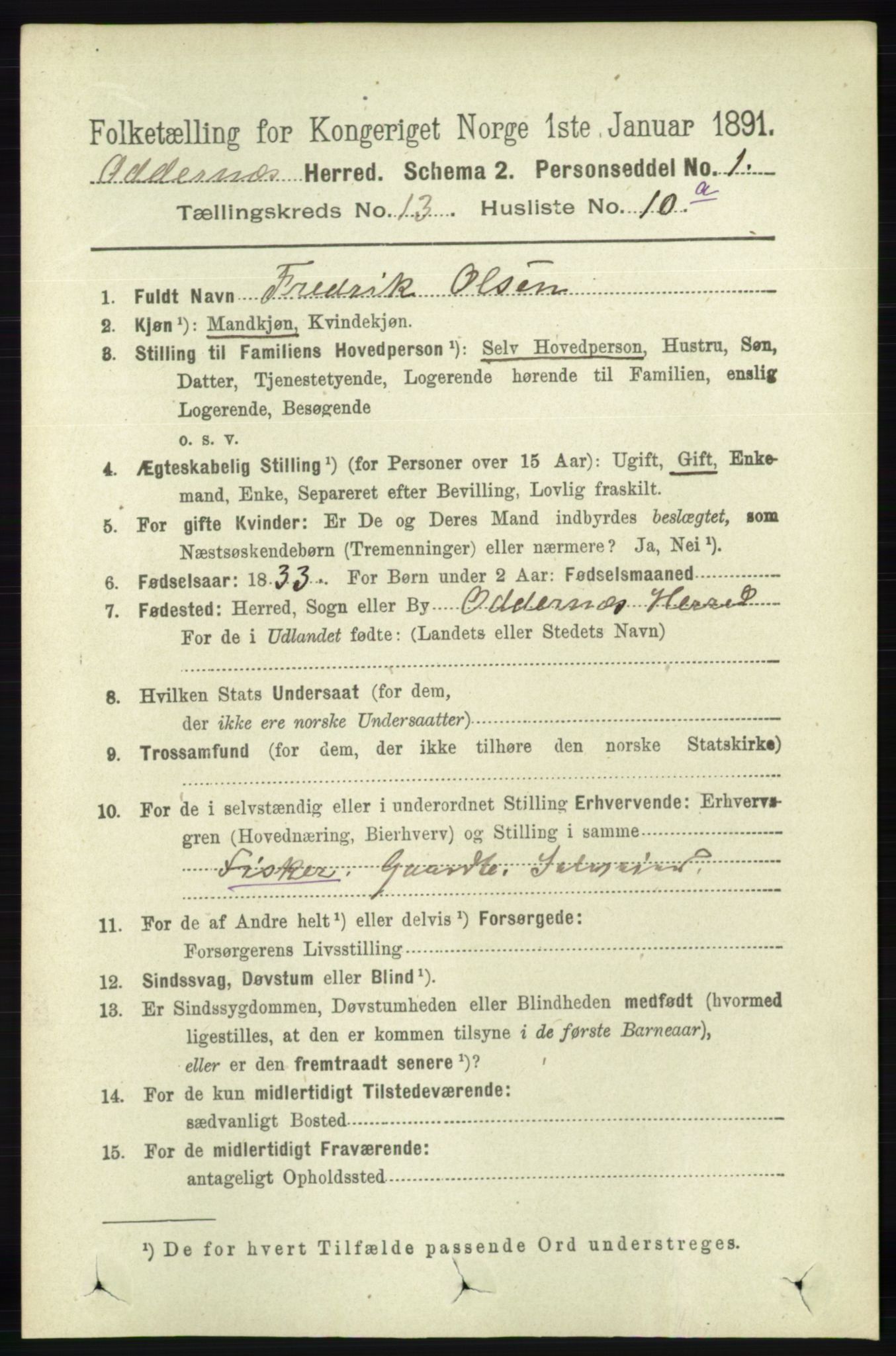 RA, Folketelling 1891 for 1012 Oddernes herred, 1891, s. 4698