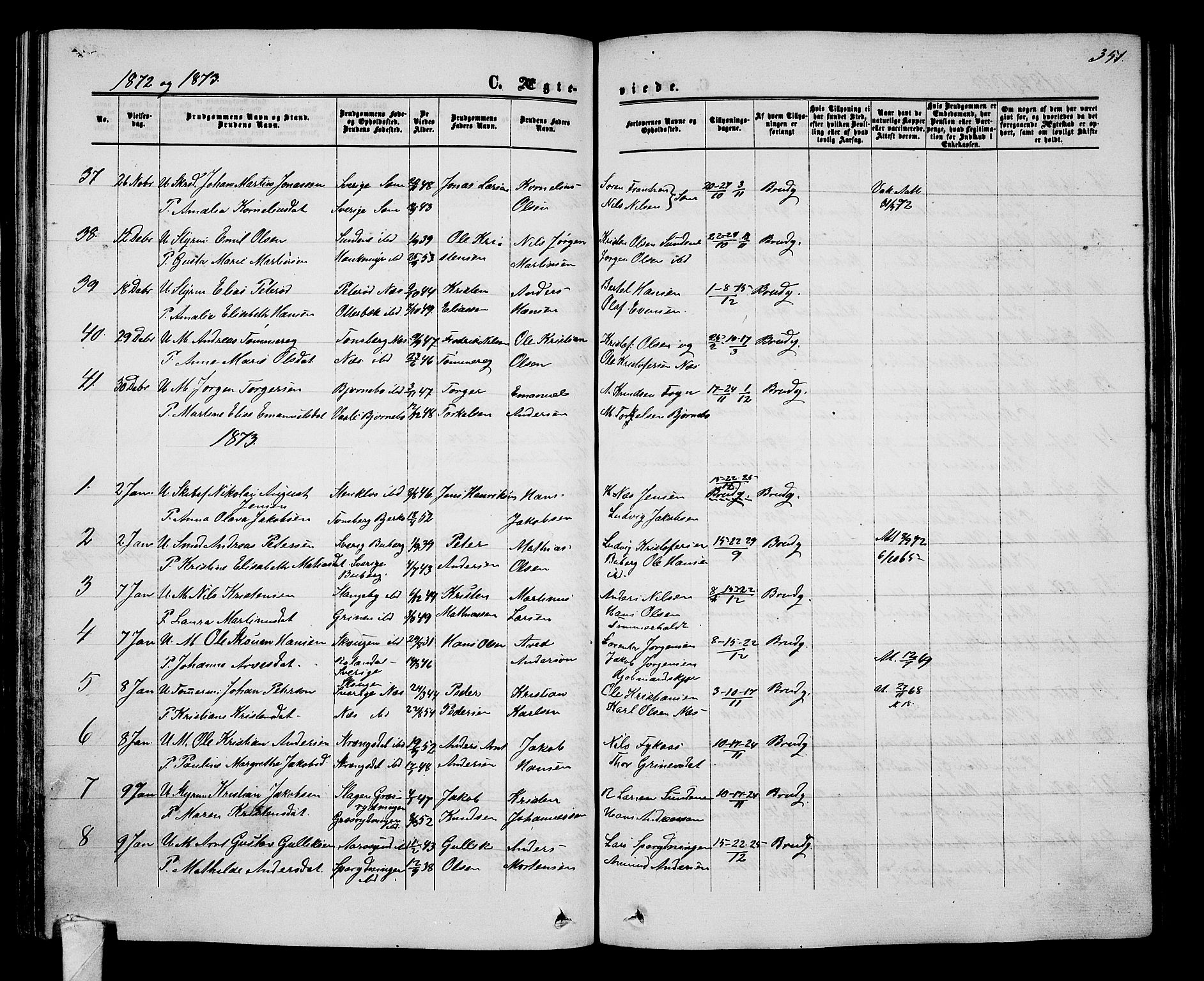 Nøtterøy kirkebøker, AV/SAKO-A-354/G/Ga/L0002: Klokkerbok nr. I 2, 1860-1877, s. 351