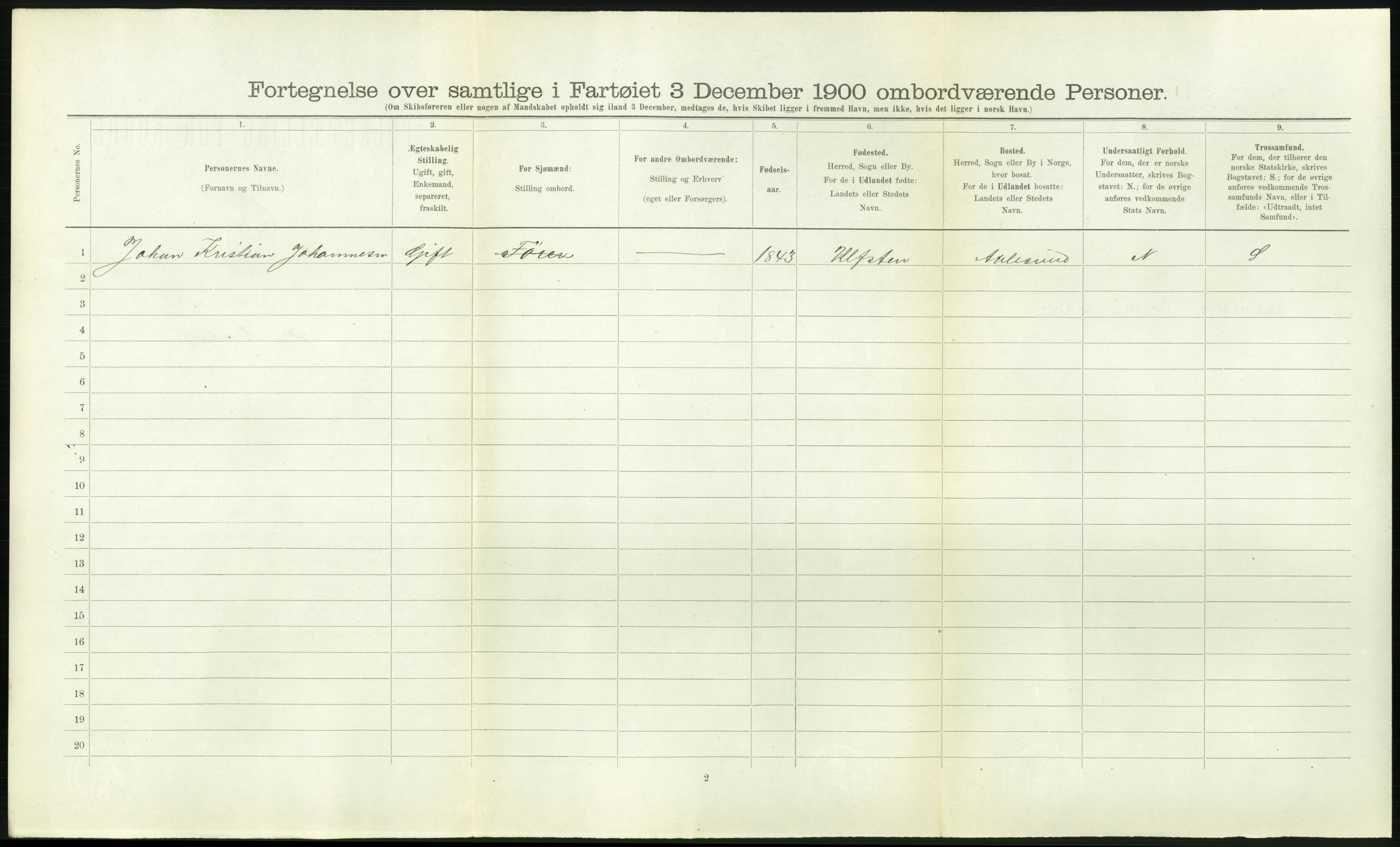 RA, Folketelling 1900 - skipslister med personlister for skip i norske havner, utenlandske havner og til havs, 1900, s. 1610