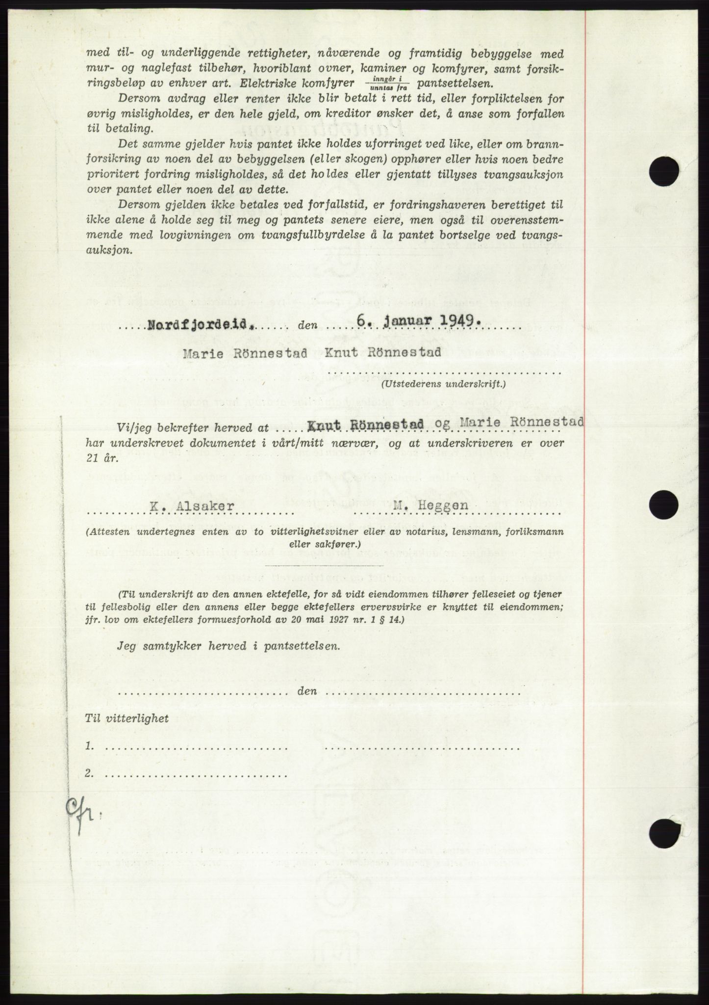 Søre Sunnmøre sorenskriveri, AV/SAT-A-4122/1/2/2C/L0116: Pantebok nr. 4B, 1948-1949, Dagboknr: 129/1949