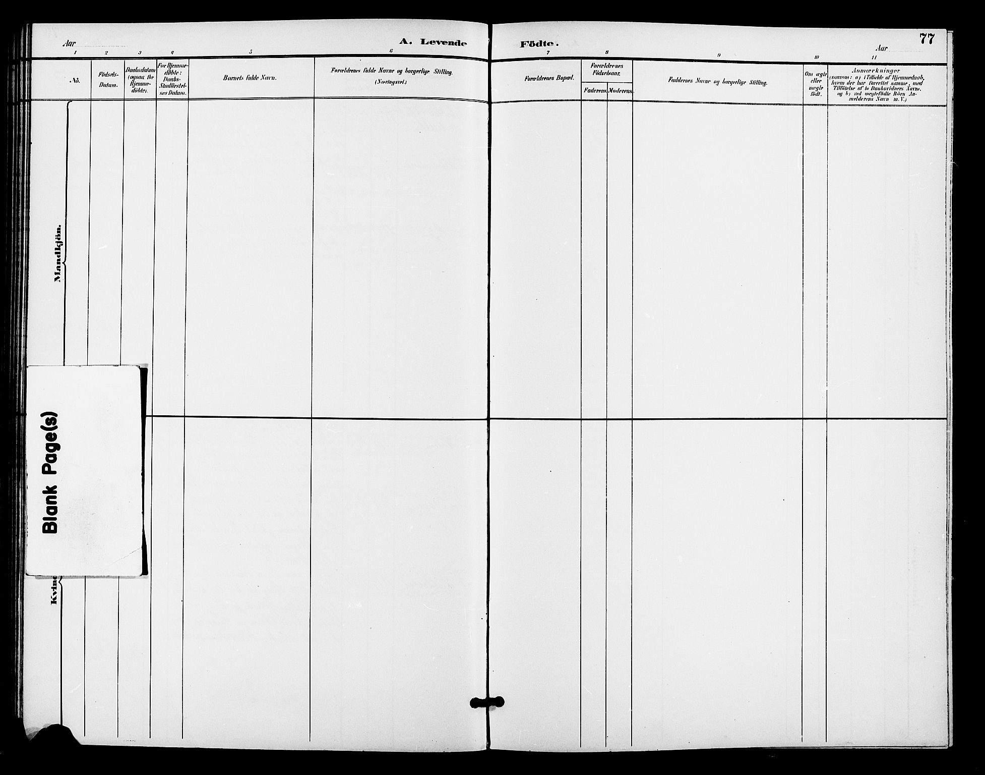 Fåberg prestekontor, SAH/PREST-086/H/Ha/Hab/L0009: Klokkerbok nr. 9, 1891-1902, s. 77