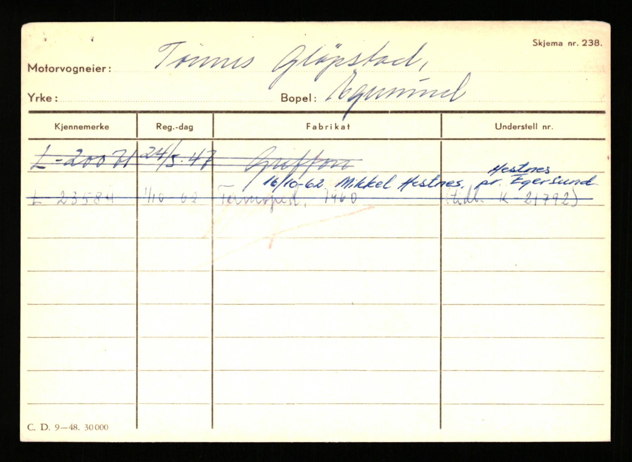 Stavanger trafikkstasjon, SAST/A-101942/0/H/L0011: Gjestsen - Gunvaldsen, 1930-1971, s. 221