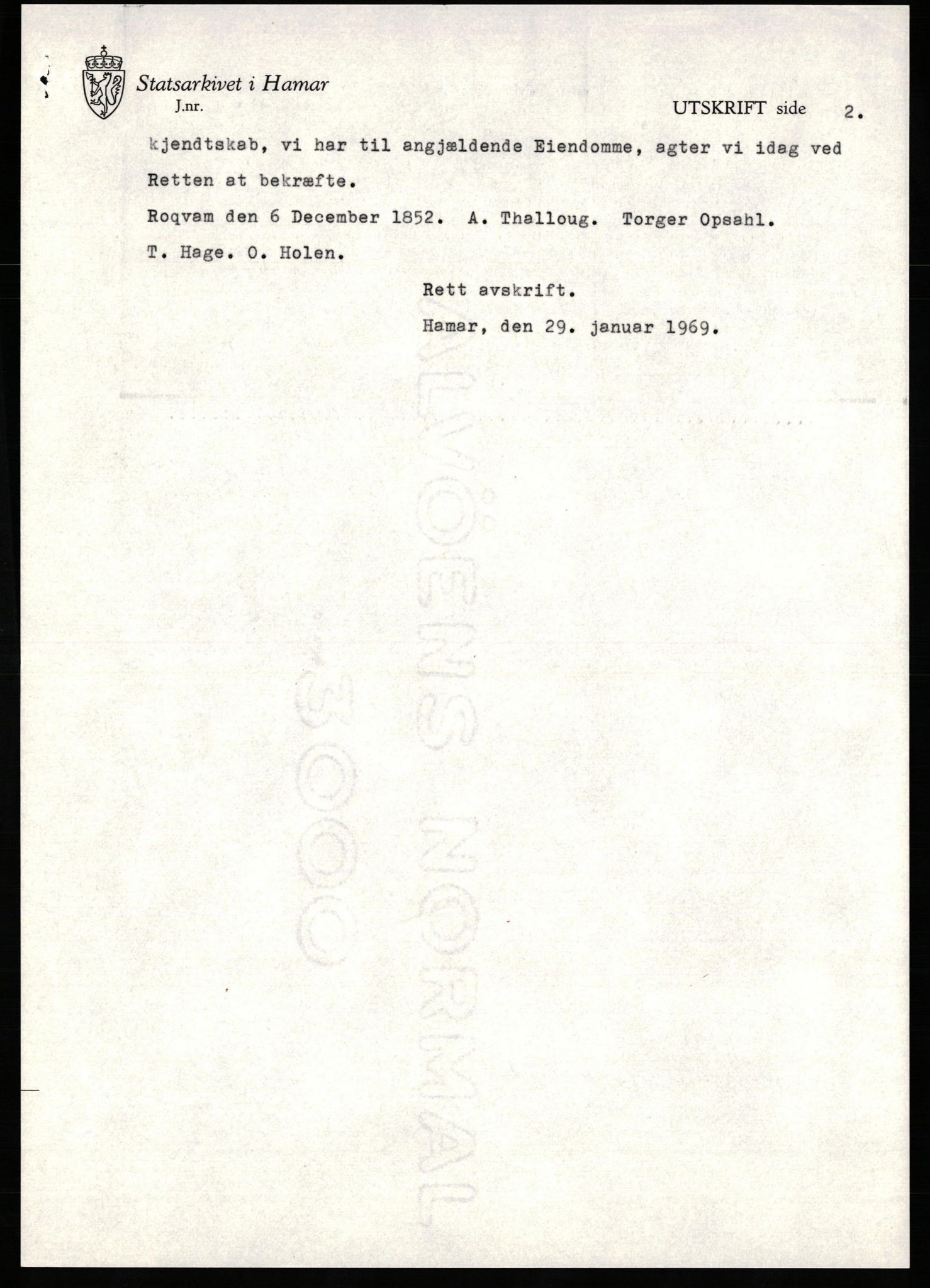 Avskriftssamlingen ved Statsarkivet i Hamar, AV/SAH-AVSKRIFT-001/H/Hc/Hca/Hcaa/L0011: Pantebok for Sør-Gudbrandsdal, 1852-1858