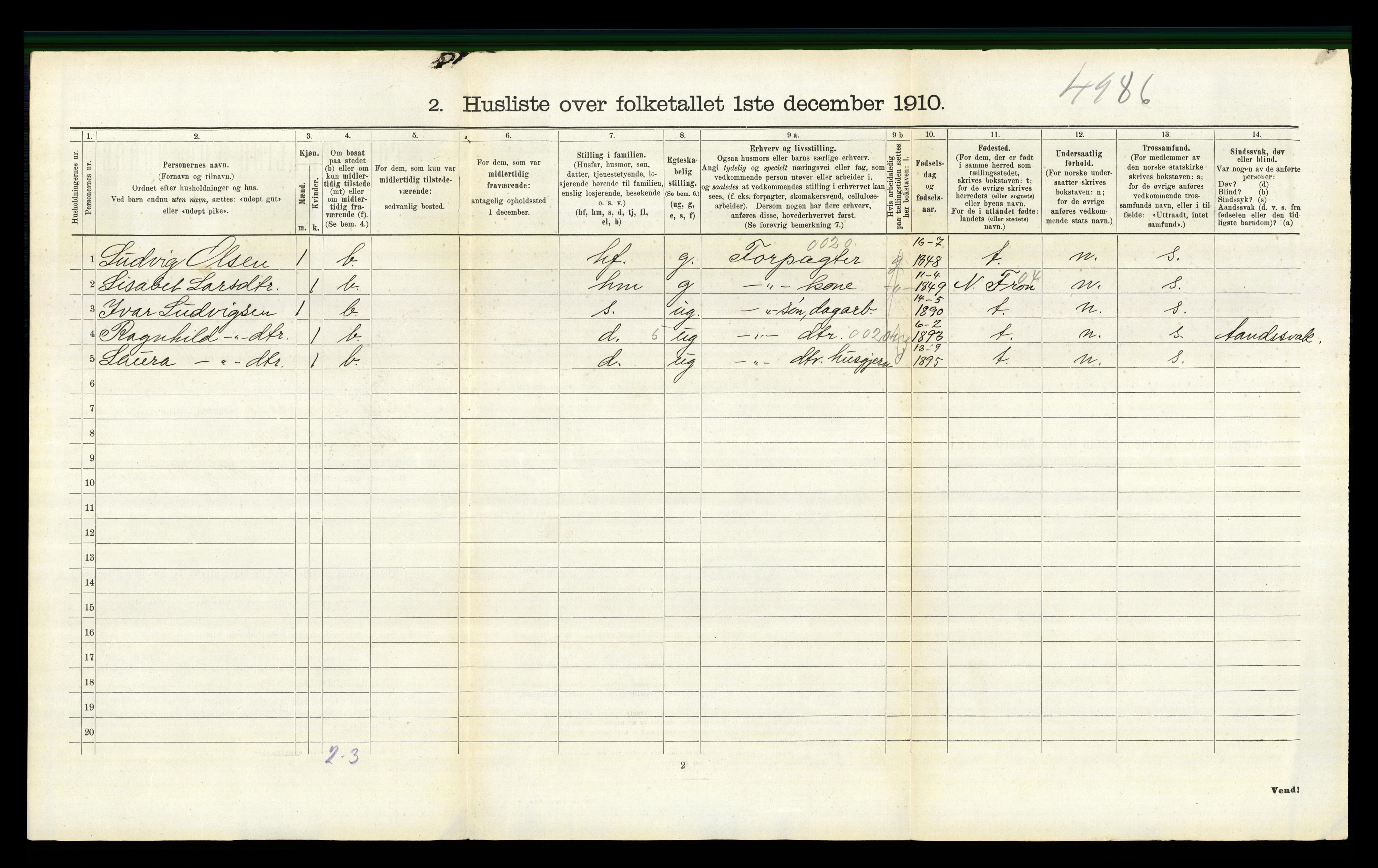 RA, Folketelling 1910 for 0522 Østre Gausdal herred, 1910, s. 495