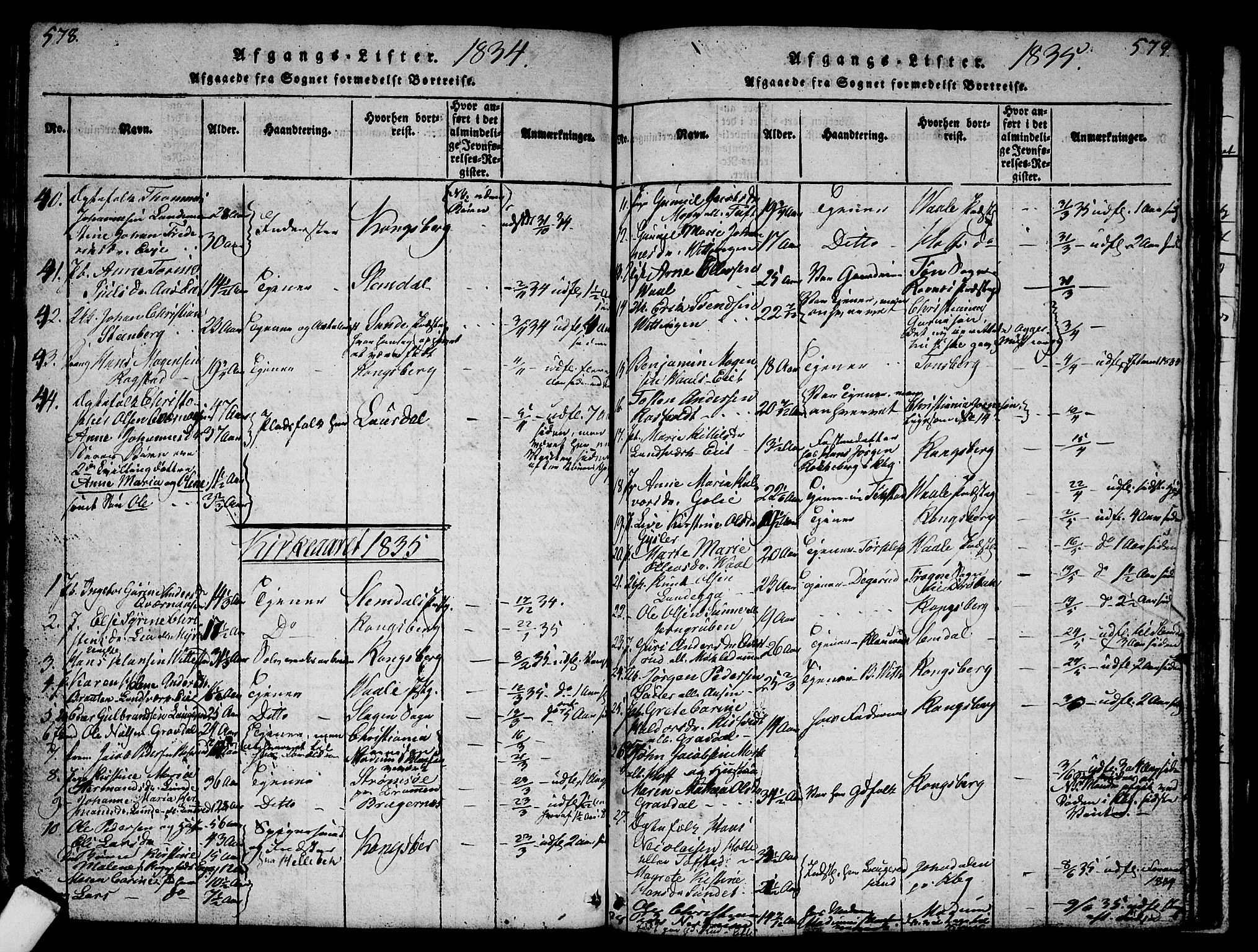 Sandsvær kirkebøker, AV/SAKO-A-244/G/Ga/L0003: Klokkerbok nr. I 3, 1817-1839, s. 578-579