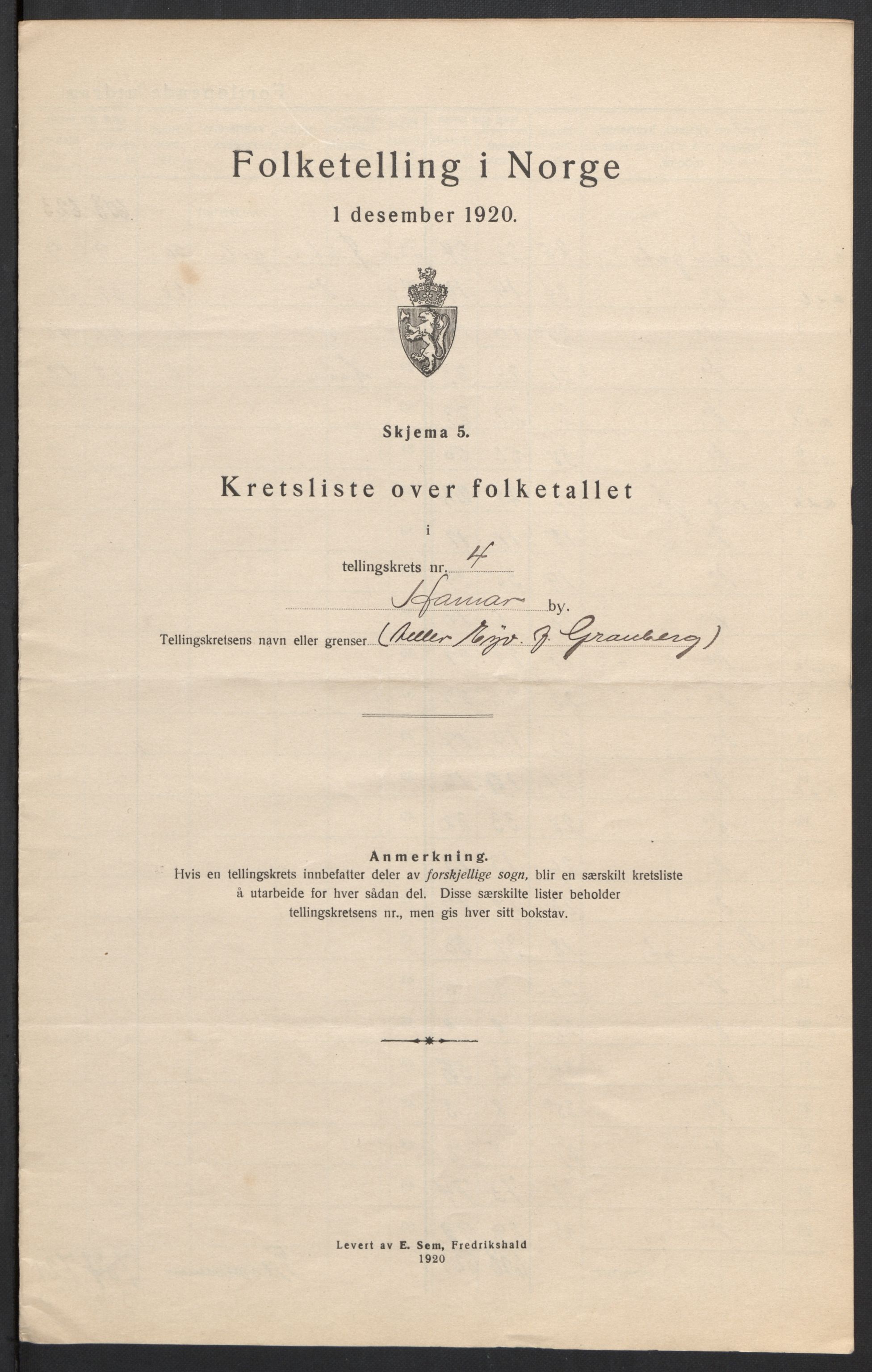 SAH, Folketelling 1920 for 0401 Hamar kjøpstad, 1920, s. 15