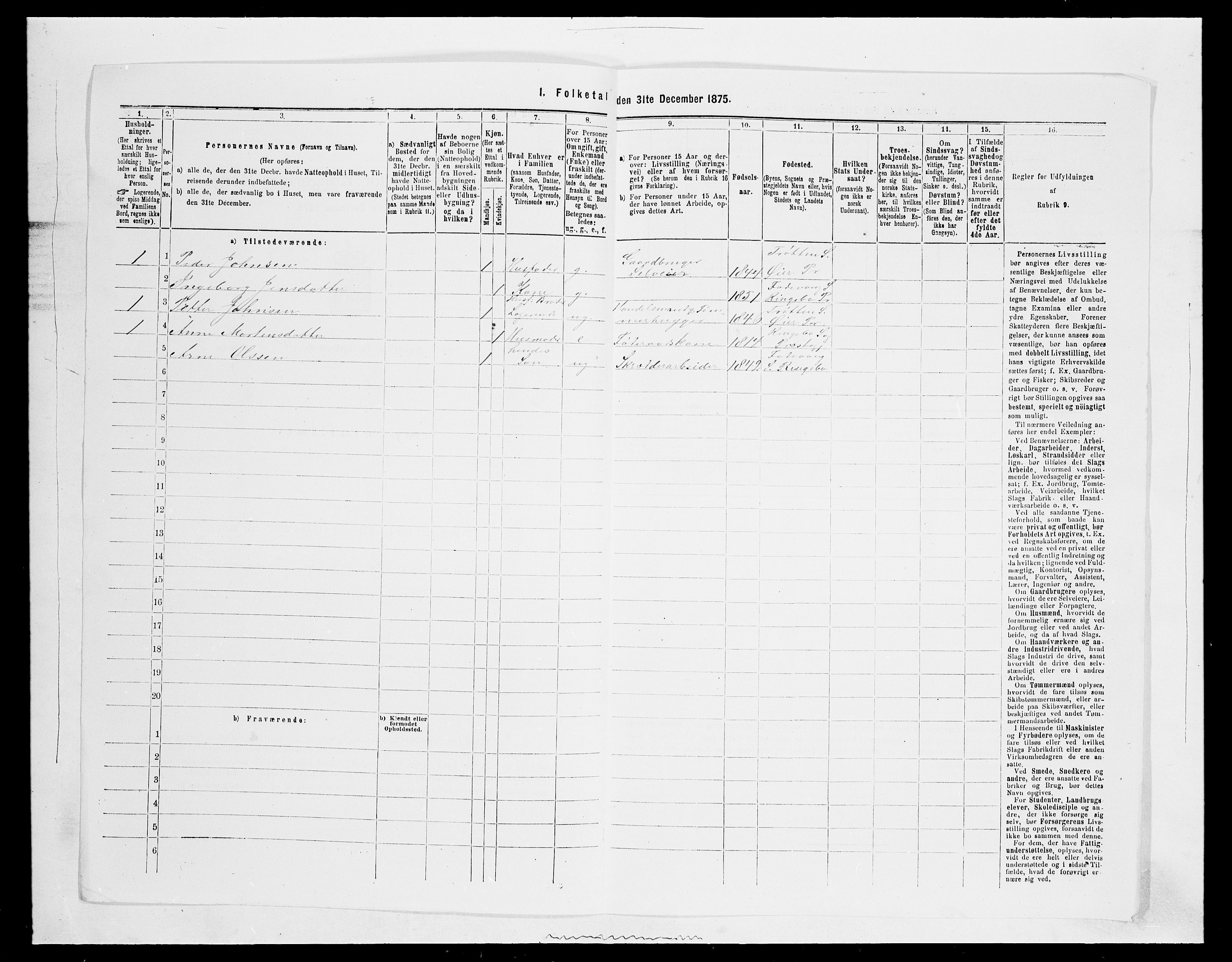 SAH, Folketelling 1875 for 0520P Ringebu prestegjeld, 1875, s. 1184