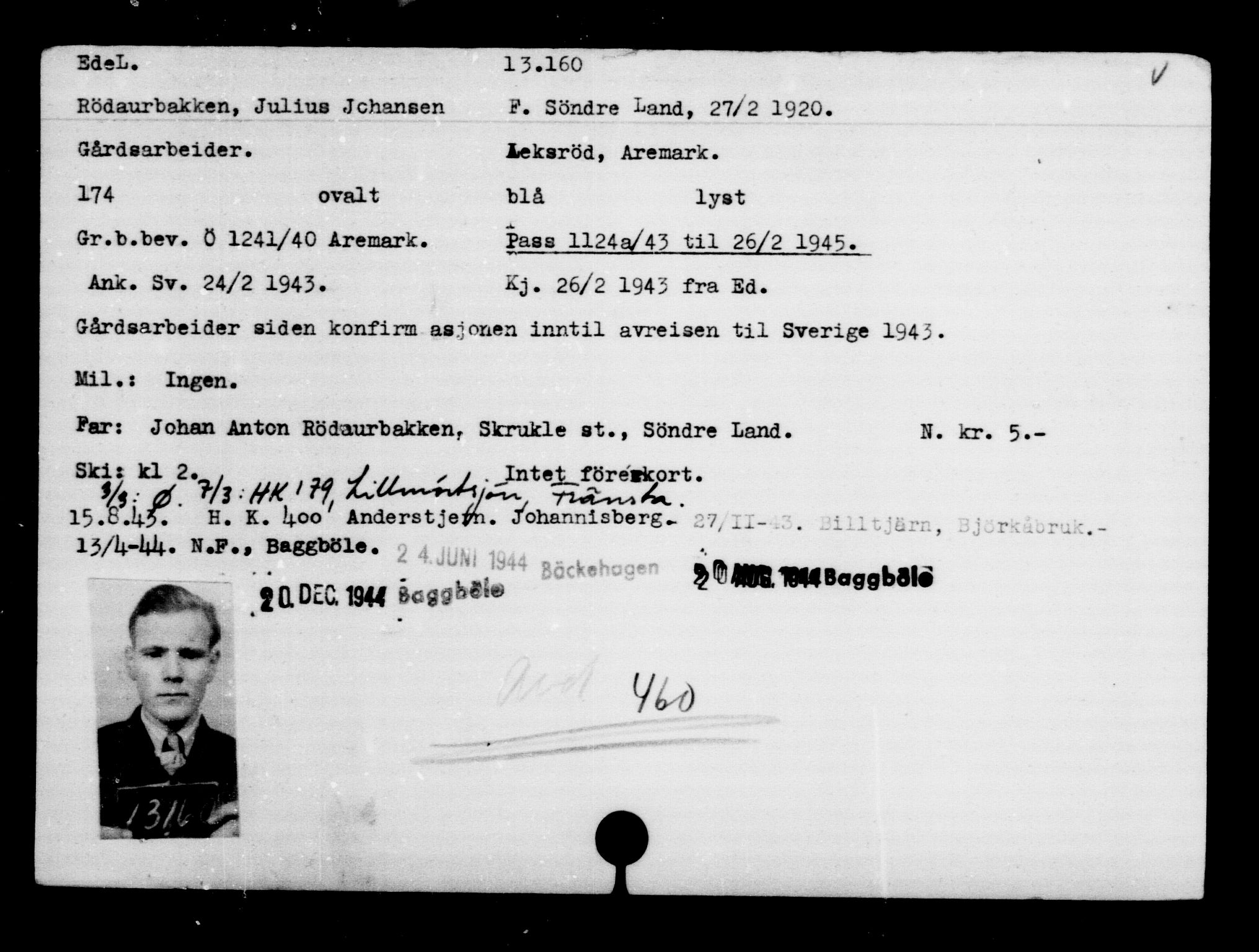 Den Kgl. Norske Legasjons Flyktningskontor, AV/RA-S-6753/V/Va/L0007: Kjesäterkartoteket.  Flyktningenr. 12700-15723, 1940-1945, s. 529