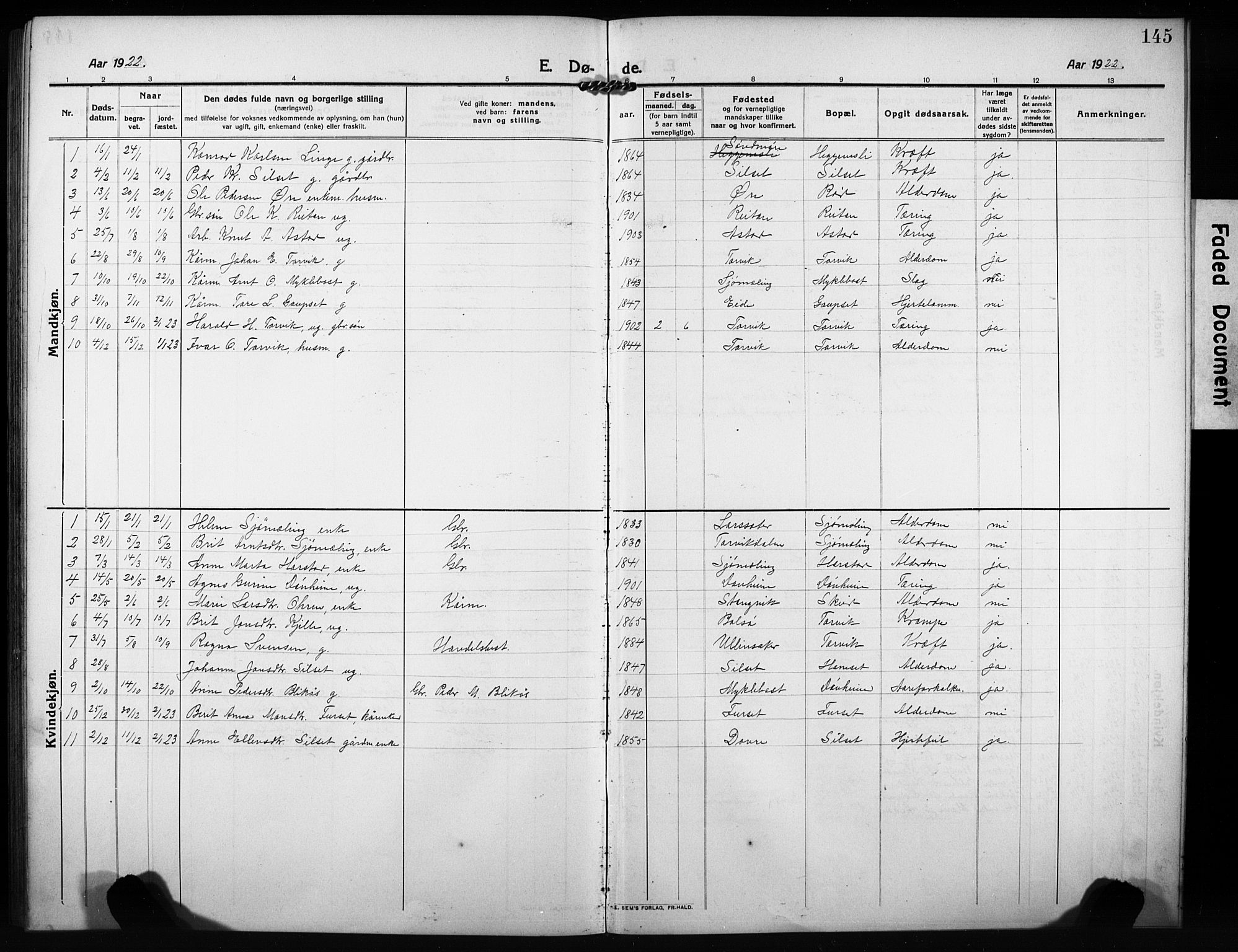 Ministerialprotokoller, klokkerbøker og fødselsregistre - Møre og Romsdal, AV/SAT-A-1454/584/L0970: Klokkerbok nr. 584C03, 1912-1932, s. 145