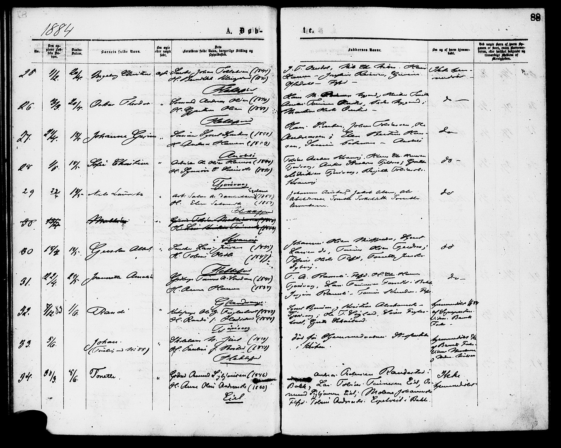 Flekkefjord sokneprestkontor, AV/SAK-1111-0012/F/Fa/Fac/L0007: Ministerialbok nr. A 7, 1875-1885, s. 88