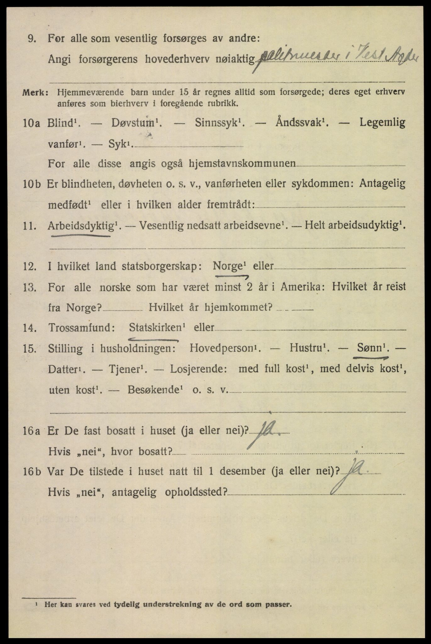 SAK, Folketelling 1920 for 1002 Mandal ladested, 1920, s. 4142