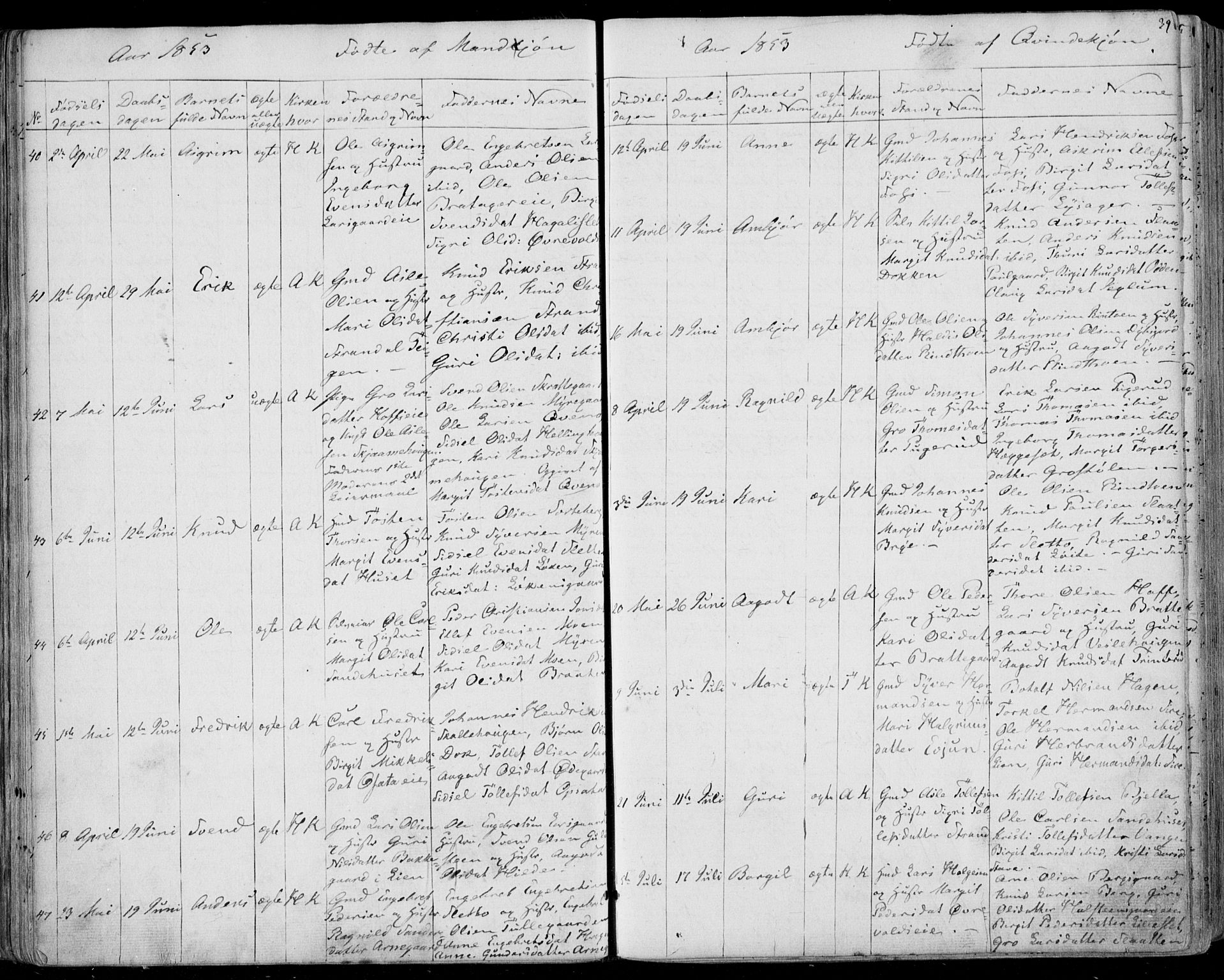 Ål kirkebøker, AV/SAKO-A-249/F/Fa/L0006: Ministerialbok nr. I 6, 1849-1864, s. 39
