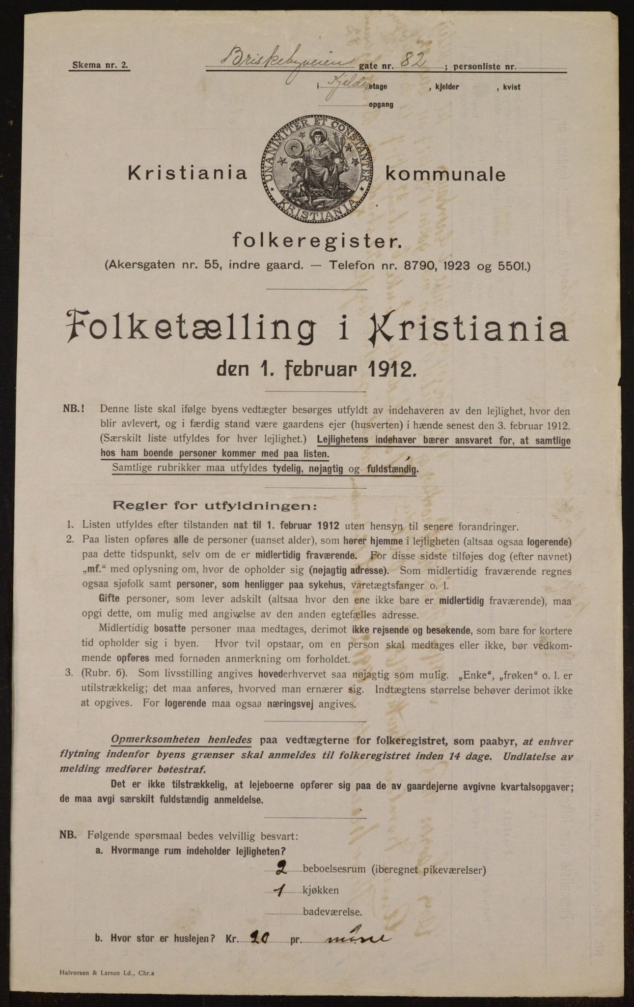 OBA, Kommunal folketelling 1.2.1912 for Kristiania, 1912, s. 9482