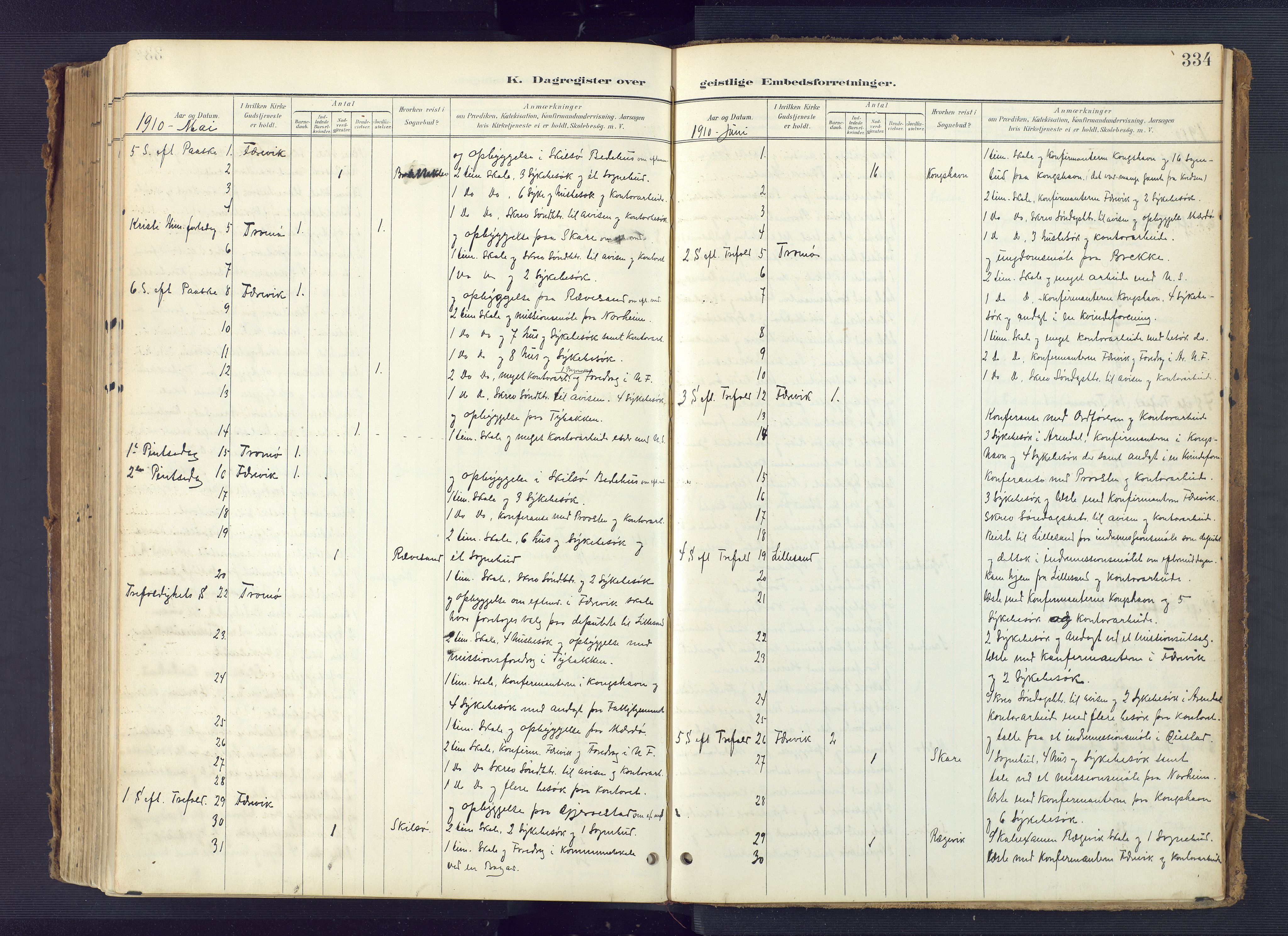 Tromøy sokneprestkontor, AV/SAK-1111-0041/F/Fa/L0010: Ministerialbok nr. A 10, 1896-1912, s. 334