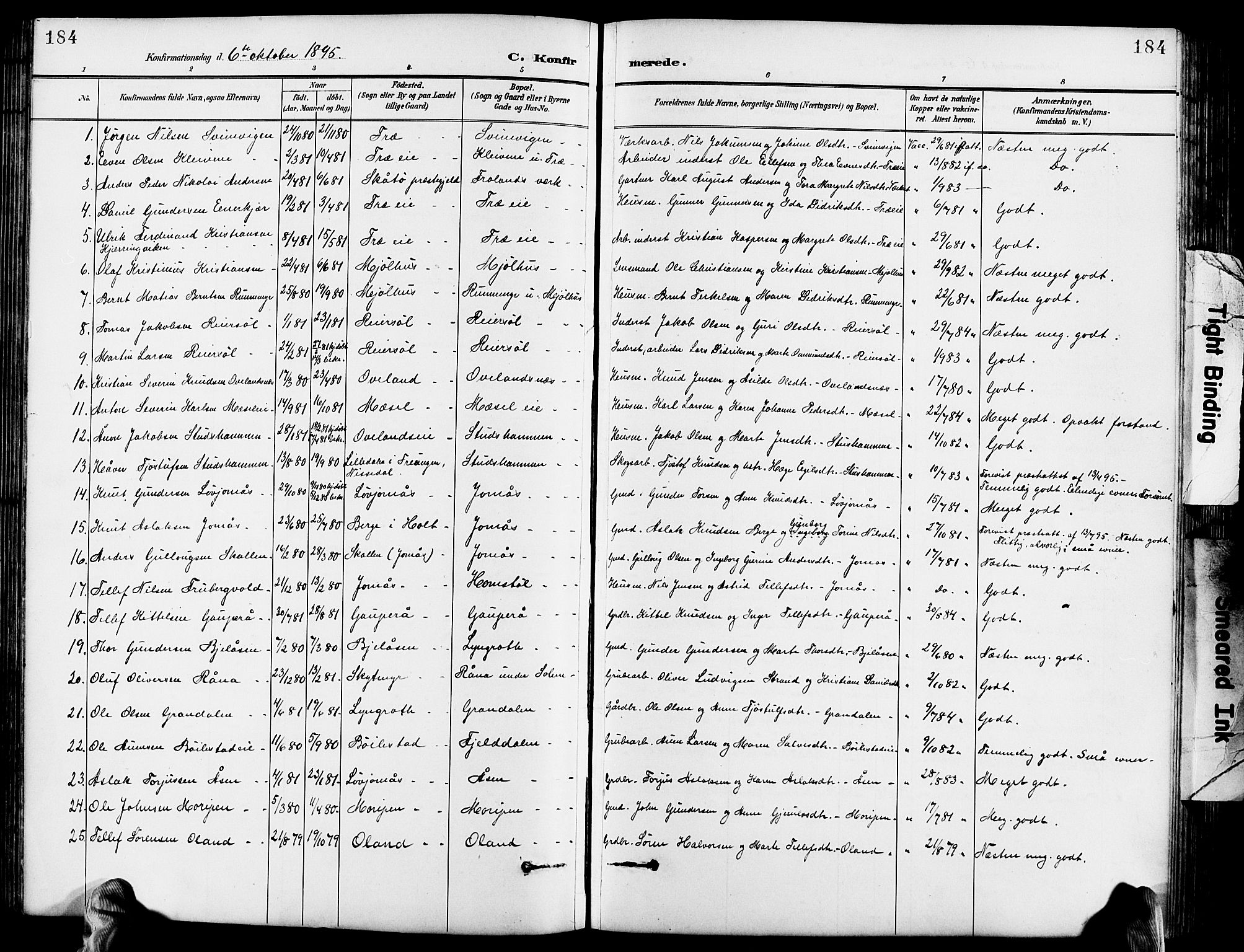 Froland sokneprestkontor, AV/SAK-1111-0013/F/Fb/L0010: Klokkerbok nr. B 10, 1893-1920, s. 184