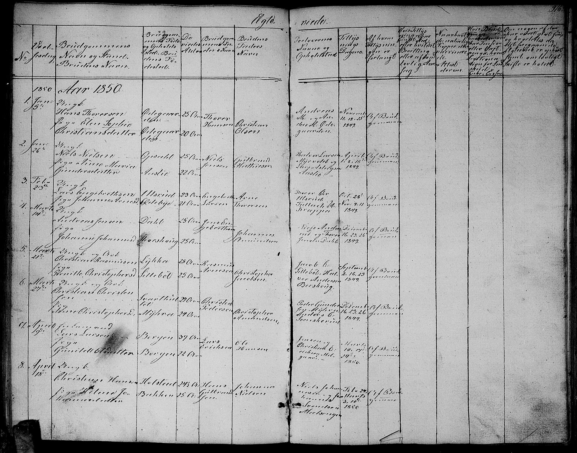 Enebakk prestekontor Kirkebøker, AV/SAO-A-10171c/G/Ga/L0004: Klokkerbok nr. I 4, 1850-1866, s. 316