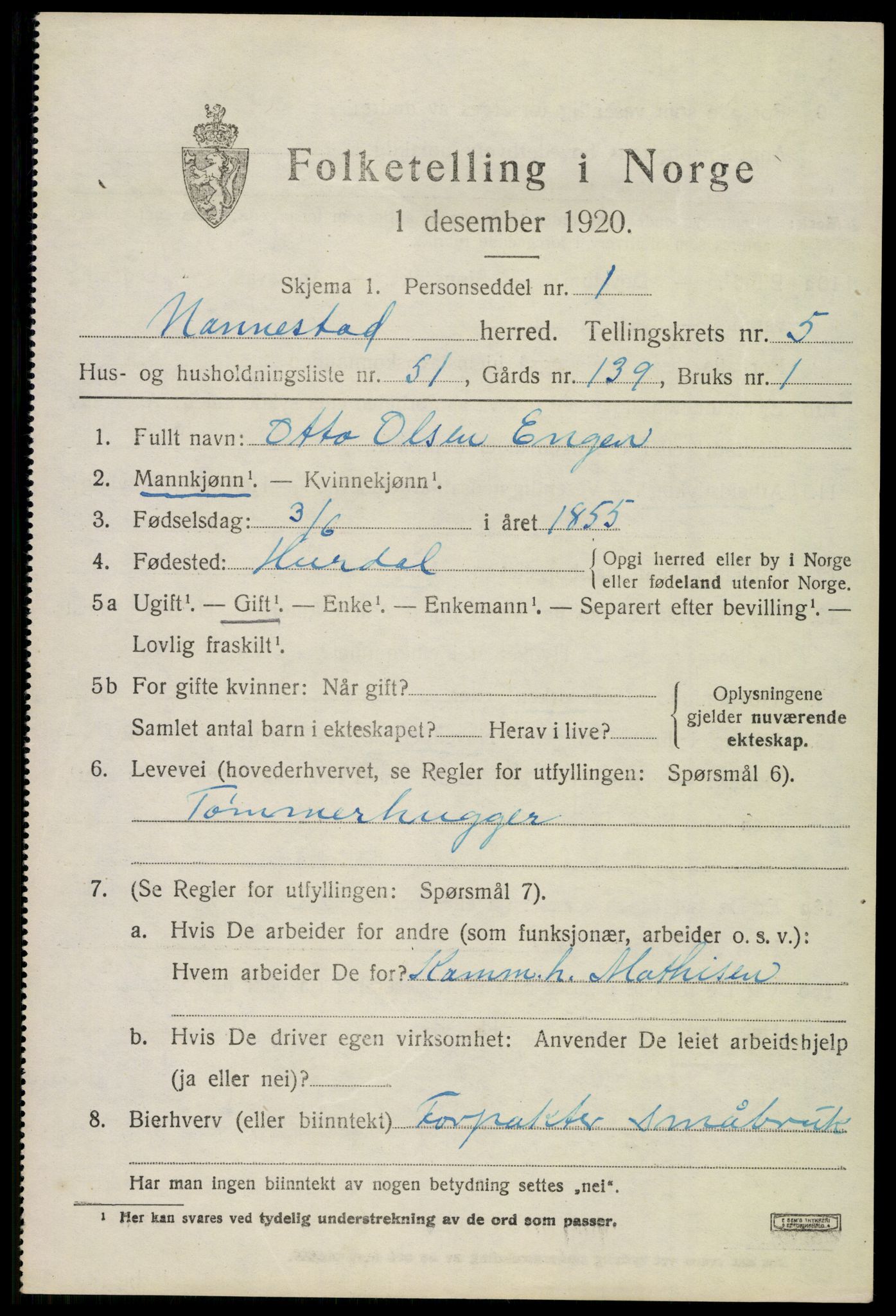 SAO, Folketelling 1920 for 0238 Nannestad herred, 1920, s. 7226