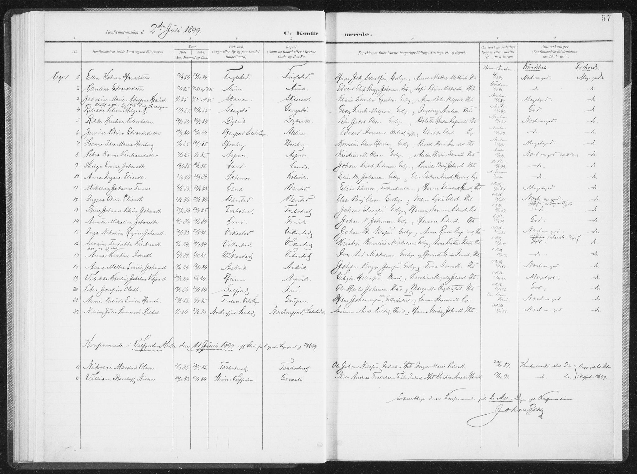 Ministerialprotokoller, klokkerbøker og fødselsregistre - Nordland, AV/SAT-A-1459/810/L0153: Ministerialbok nr. 810A12, 1899-1914, s. 57