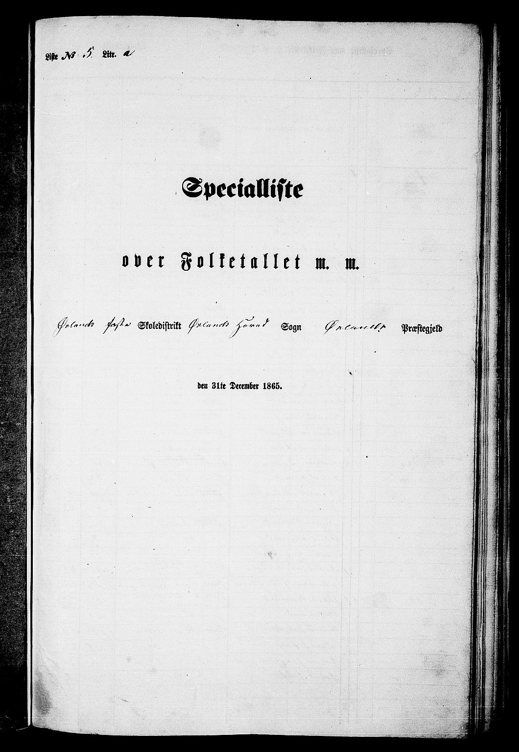 RA, Folketelling 1865 for 1621P Ørland prestegjeld, 1865, s. 99