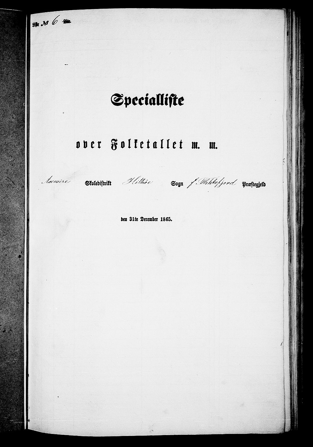 RA, Folketelling 1865 for 1042L Flekkefjord prestegjeld, Nes sokn og Hidra sokn, 1865, s. 77